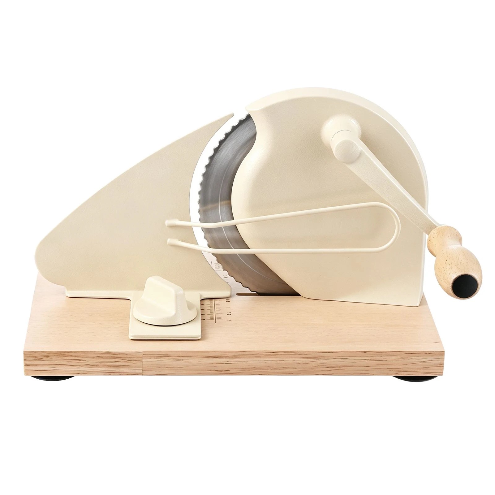 1 Ausway Manual Bread Slicer Hand Crank Sourdough Cutter with Adjustable Thickness, Scale Line & Wood Base, 1 of 6