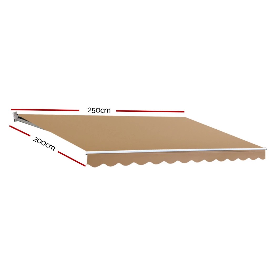 2 Instahut Retractable Folding Arm Awning Manual Sunshade 2.5Mx2M - Beige, 2 of 6
