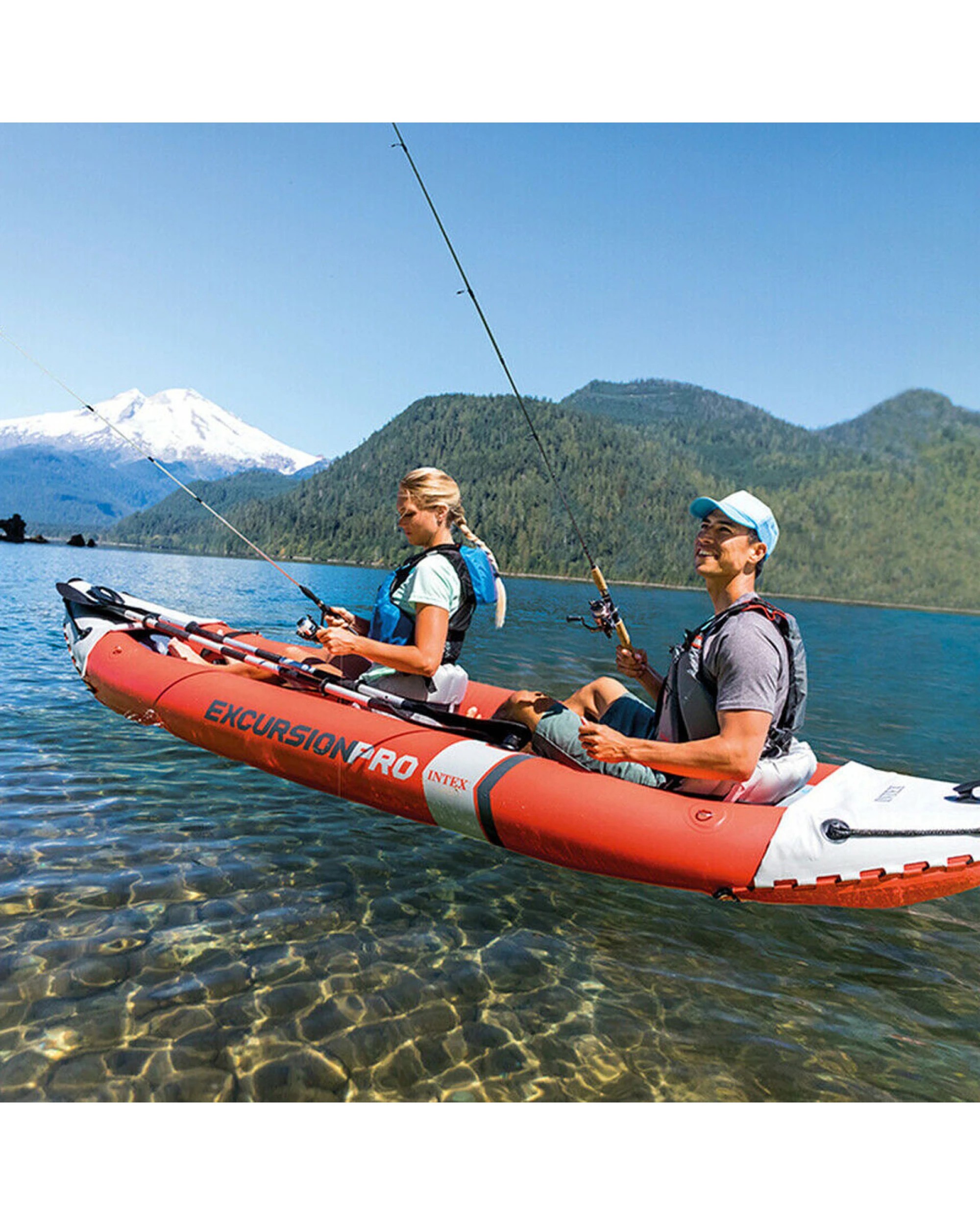 4 Intex Excursion Pro K2 2 Person Inflatable Kayak Canoe - Red, 4 of 9