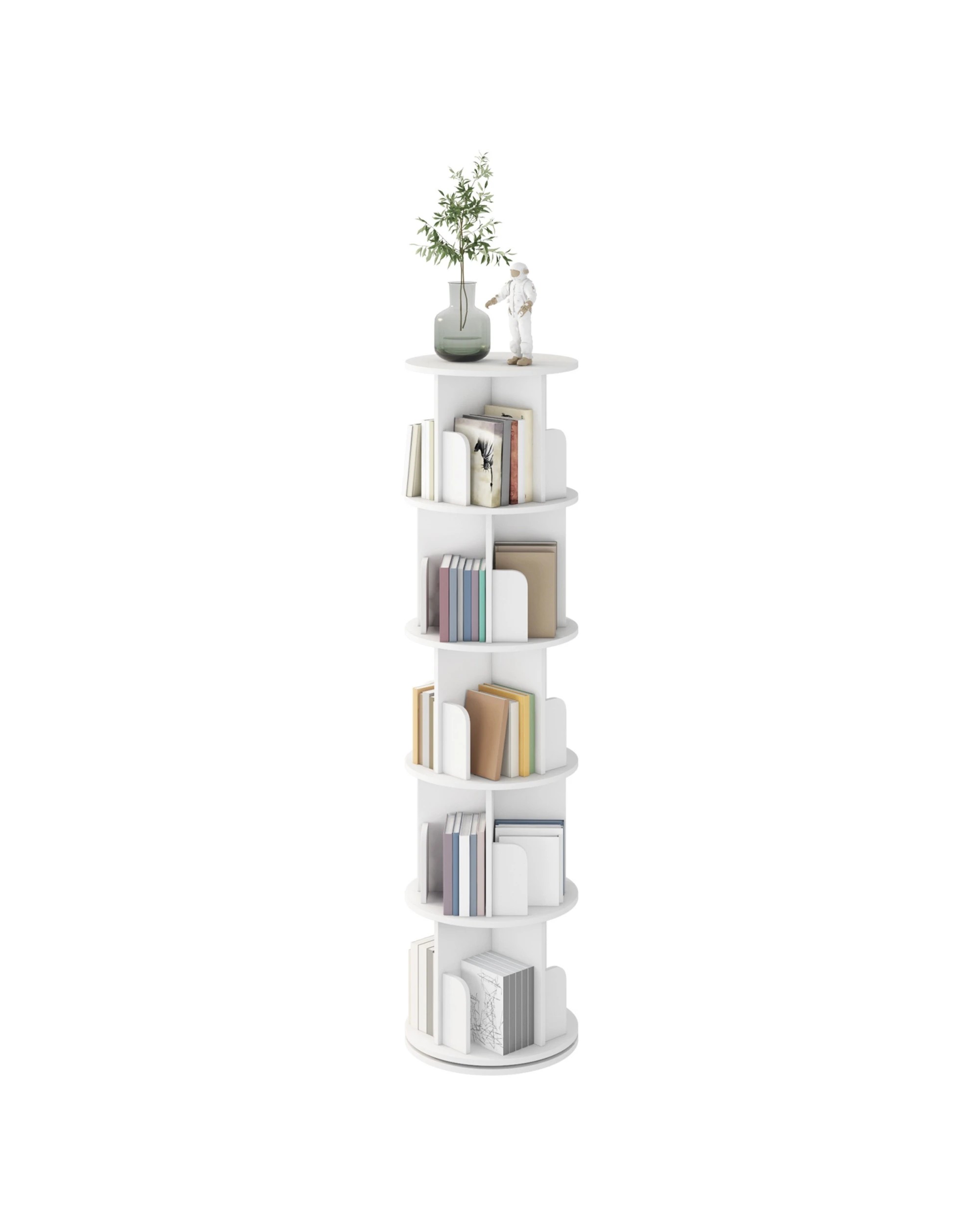 4 Advwin 5-Tier Rotating Bookshelf 360 Swivel Display Rack Corner Bookcase Cabinet, 4 of 9