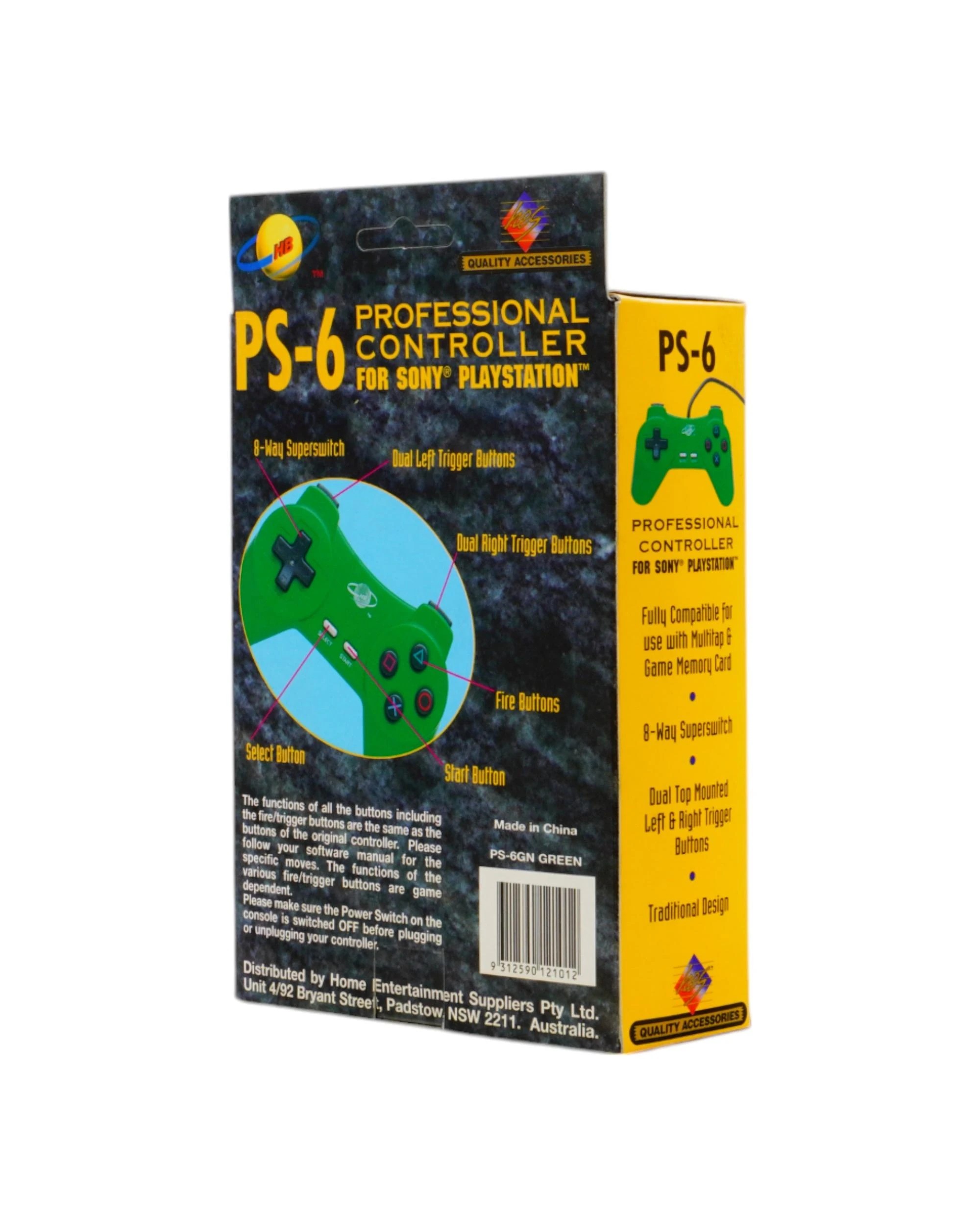 3 HB PS-6 Professional Controller For Playstation One - Green, 3 of 5