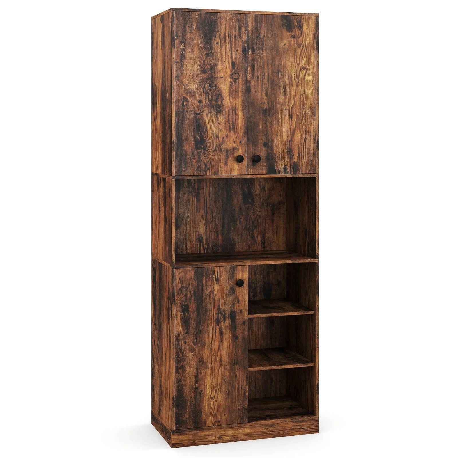 1 Costway 166cm Buffet Sideboard Kitchen Cupboard Pantry Storage Cabinet w/Doors - Brown, 1 of 1
