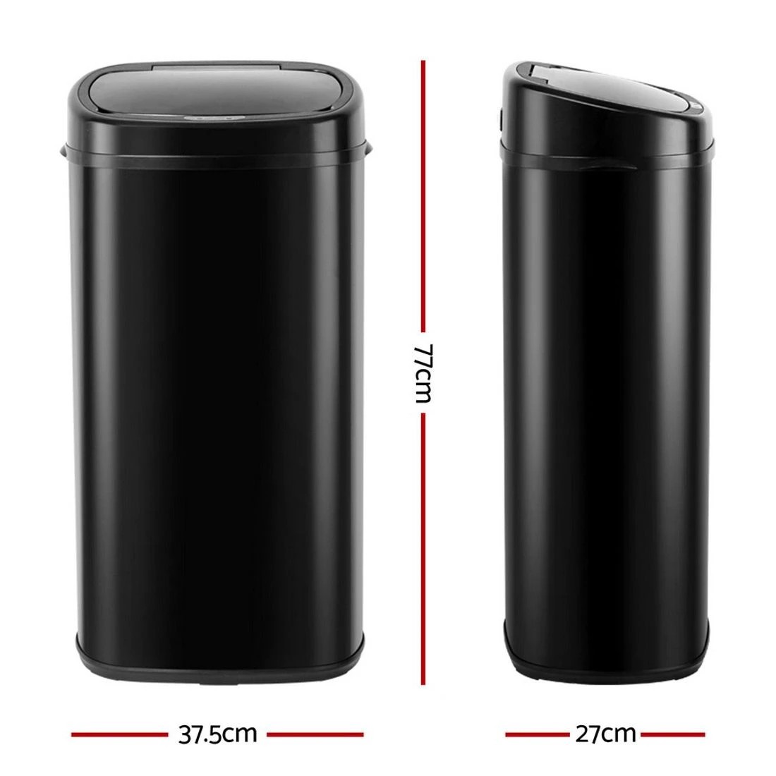 1 Devanti 68L Motion Sensor Bin Rubbish Automatic - Black, 1 of 10