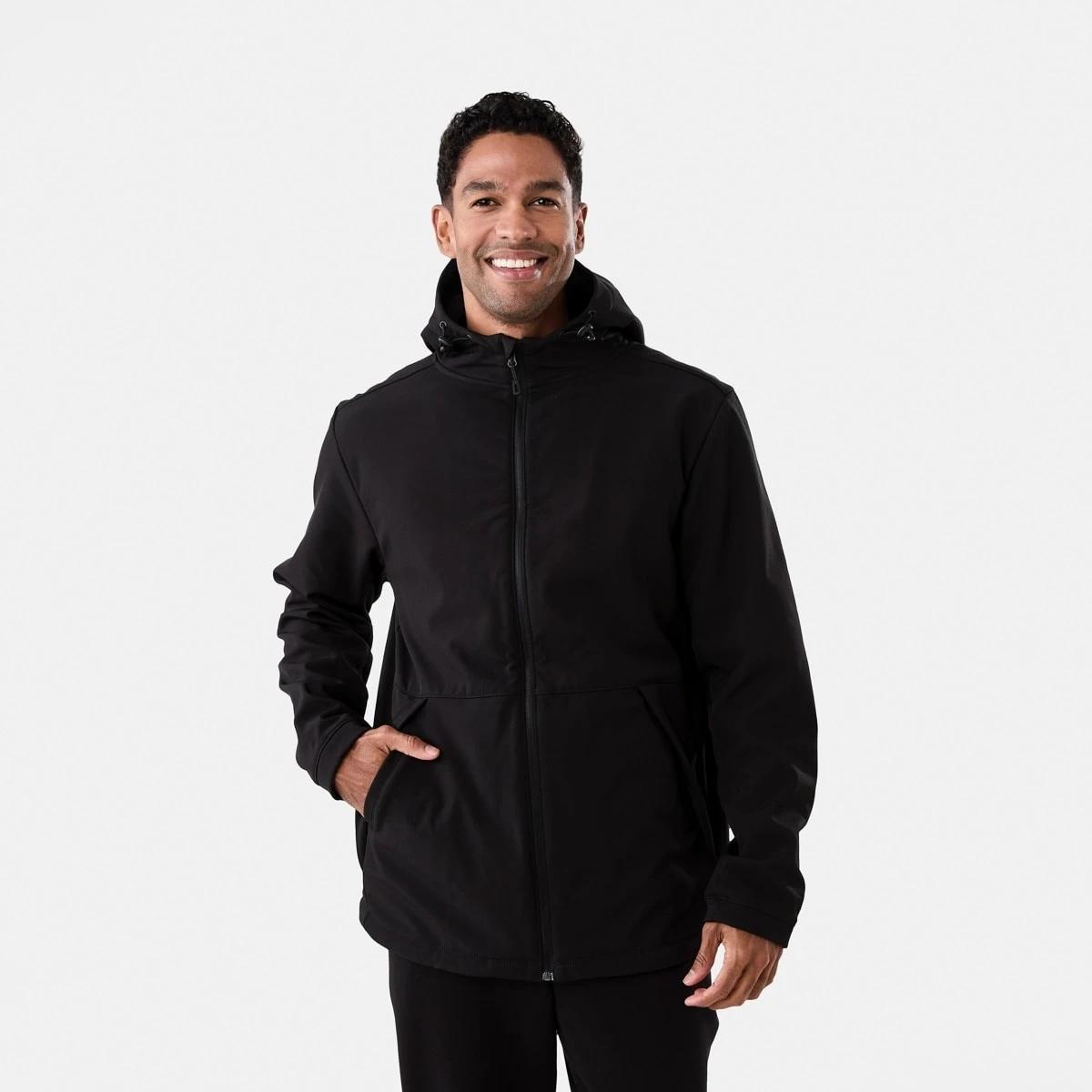 2 Active Mens Outdoor Bonded Shell Jacket Black, 2 of 7