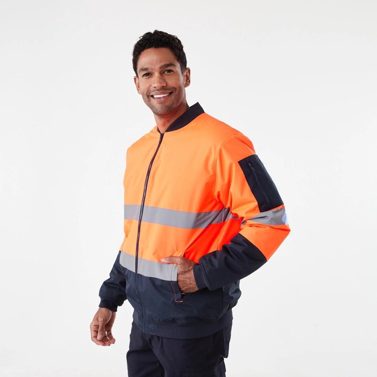 3 Hi-Visibility Reflective Padded Bomber Jacket Orange, 3 of 8