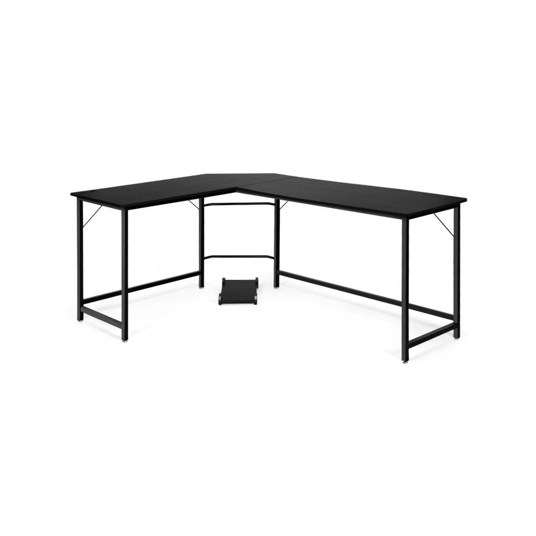 1 Costway L-shaped Computer Desk Home Office Desk w/CPU Stand - Black, 1 of 8