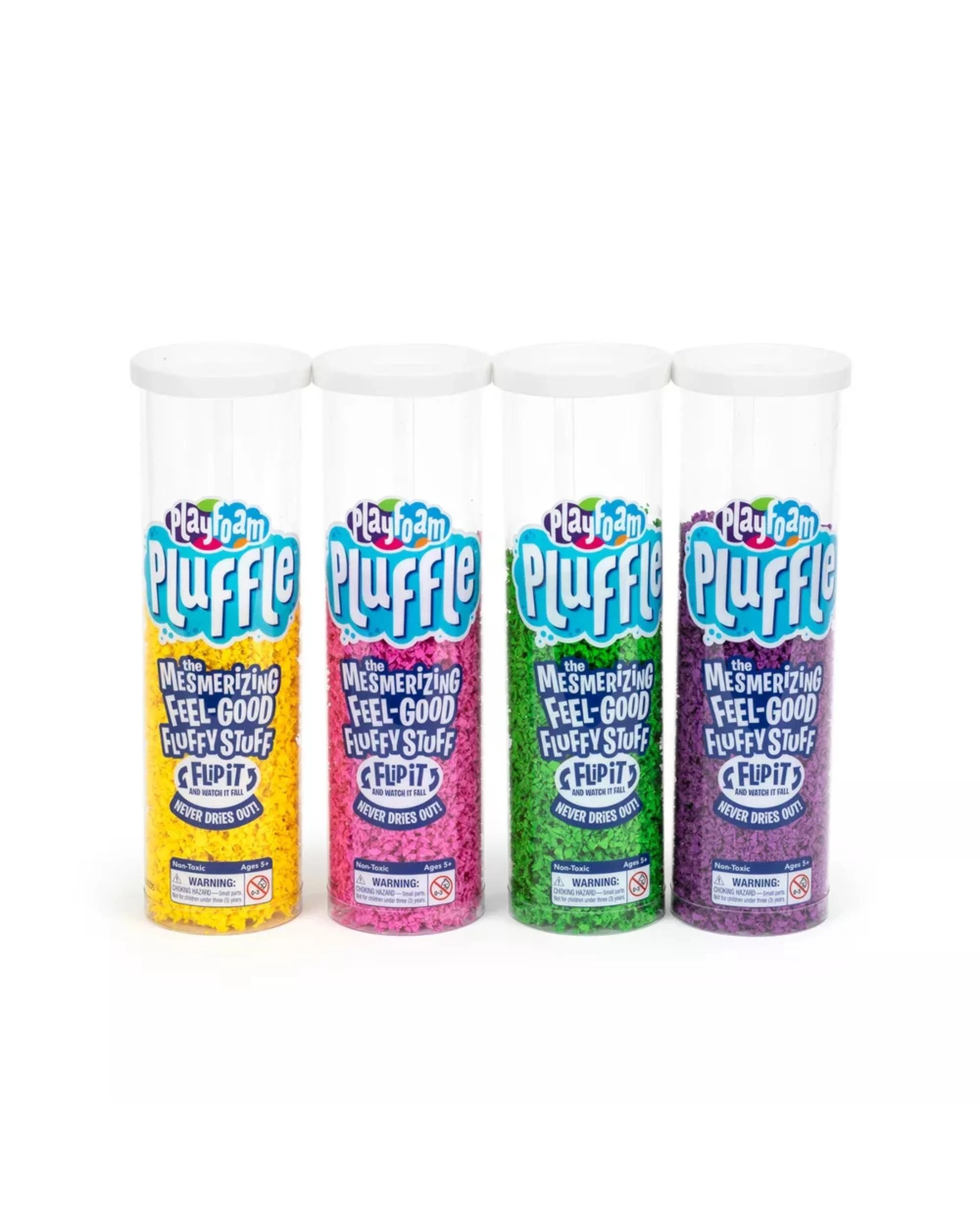 1 Playfoam Pluffle Purple, Green, Pink and Yellow 4 Pack, 1 of 4