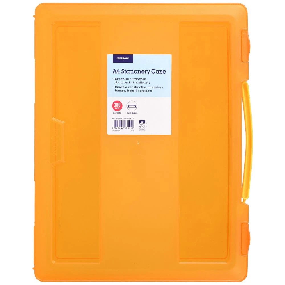1 J.Burrows Stationery Case with Handle Orange, 1 of 4
