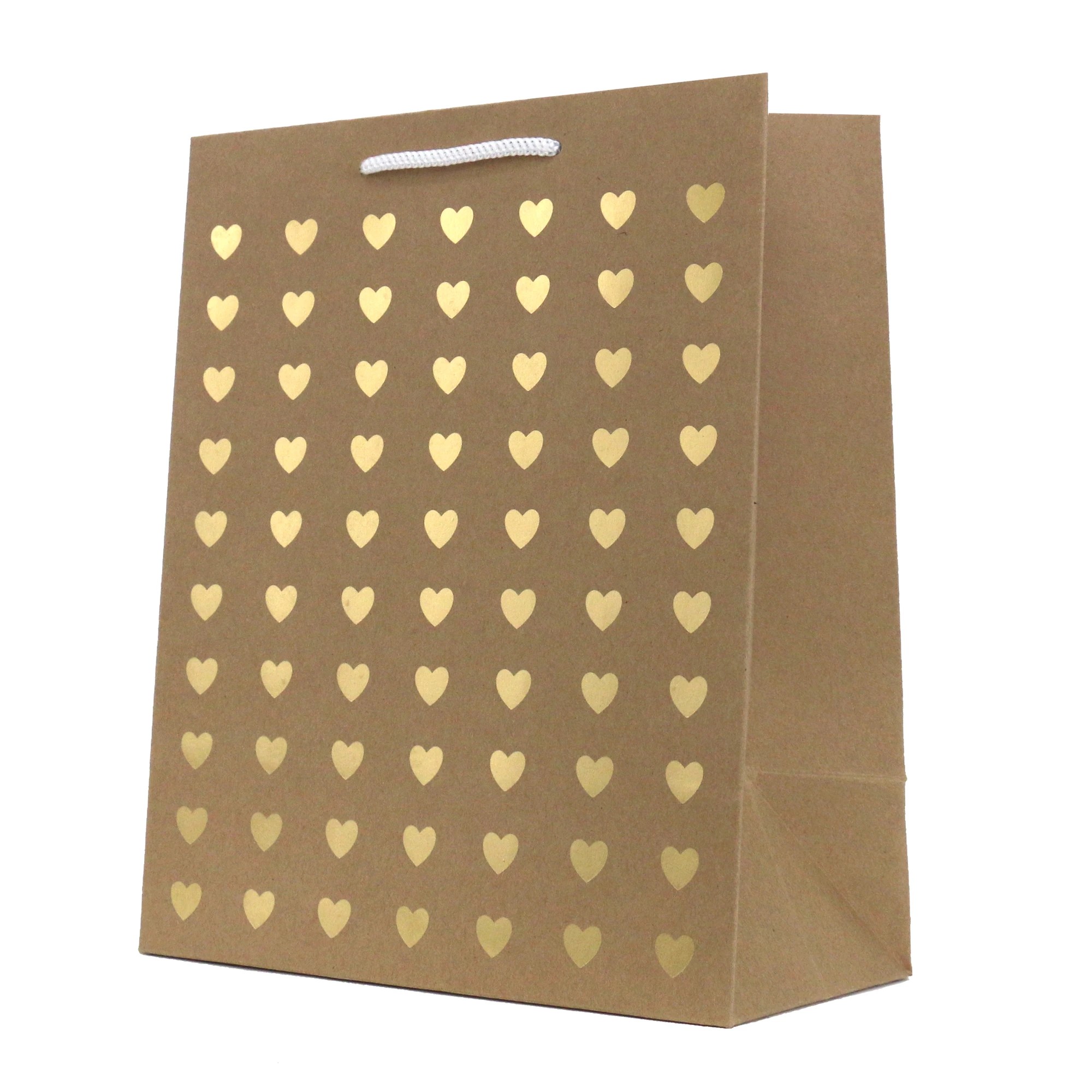 1 Hallmark Medium Gift Bag - Kraft and Gold Hearts, 1 of 3