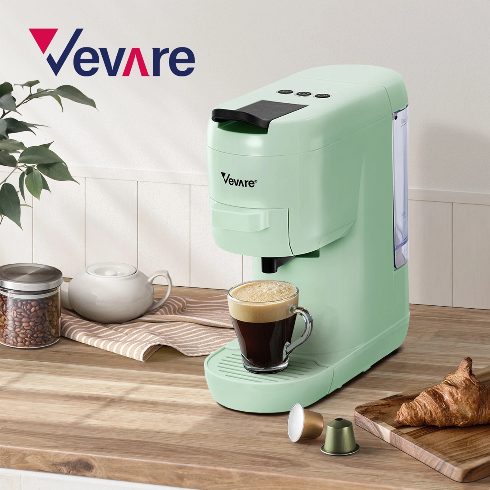 5 Vevare Capsule Coffee Machine 19 Bars 3in1 Nespresso/Dolce-Gusto Maker - Green, 5 of 5