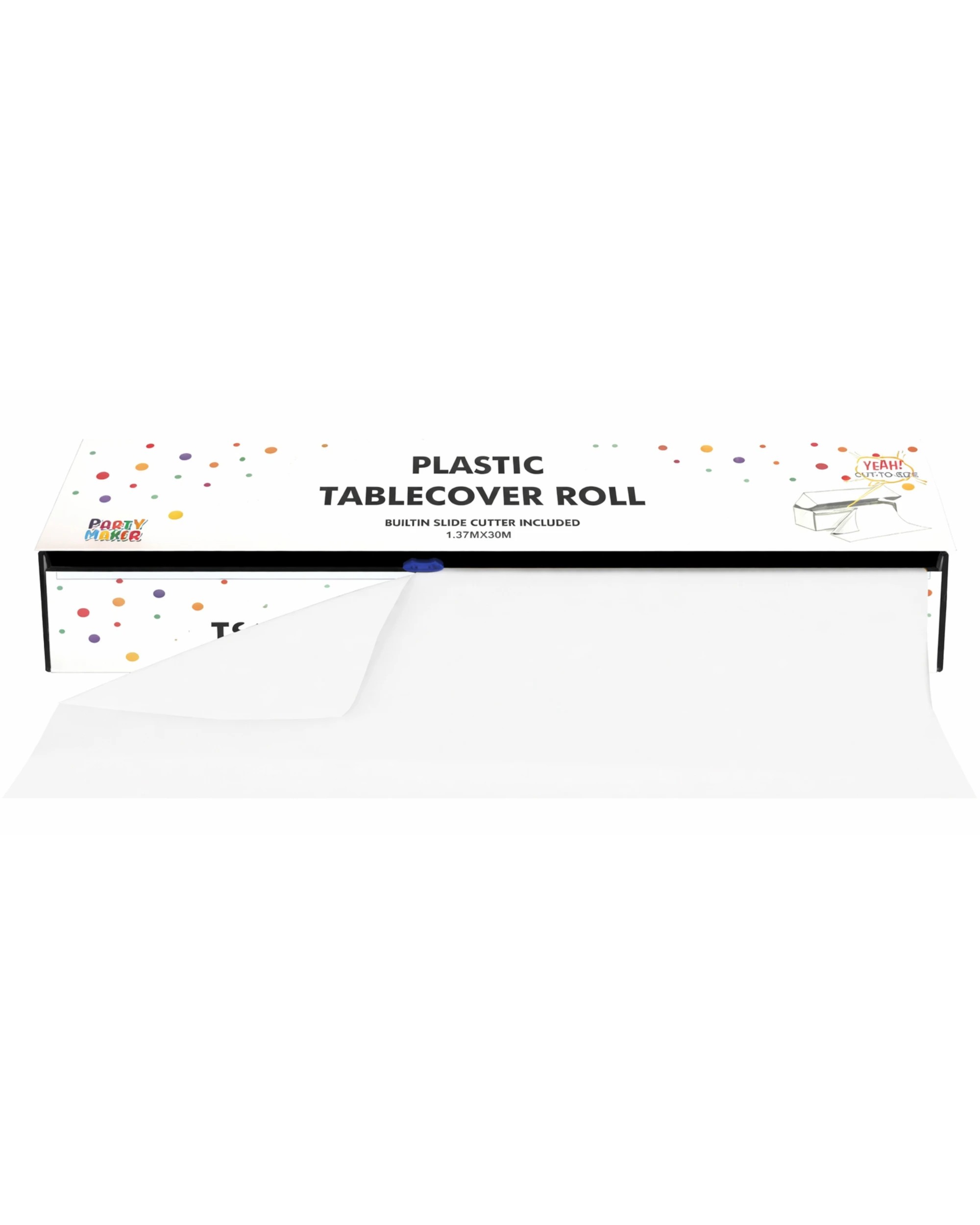 2 Party Maker Cut-To-Size White Plastic Banquet Tablecloth Table Roll 1.37m x 30m - White, 2 of 3
