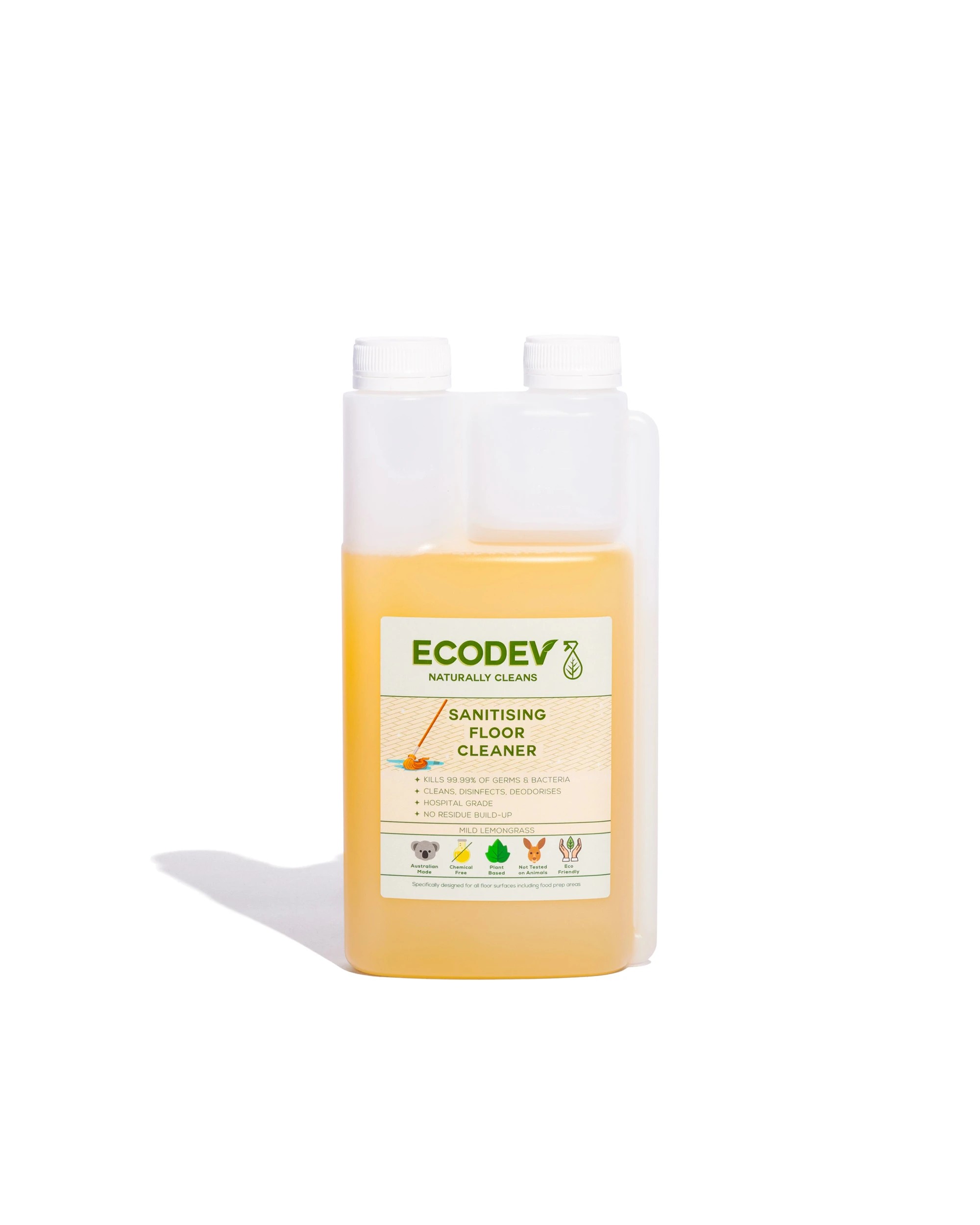 1 Ecodev Sanitising Floor Cleaner Concentrate Kills 99.99 % Germs Lemongrass 1L, 1 of 1