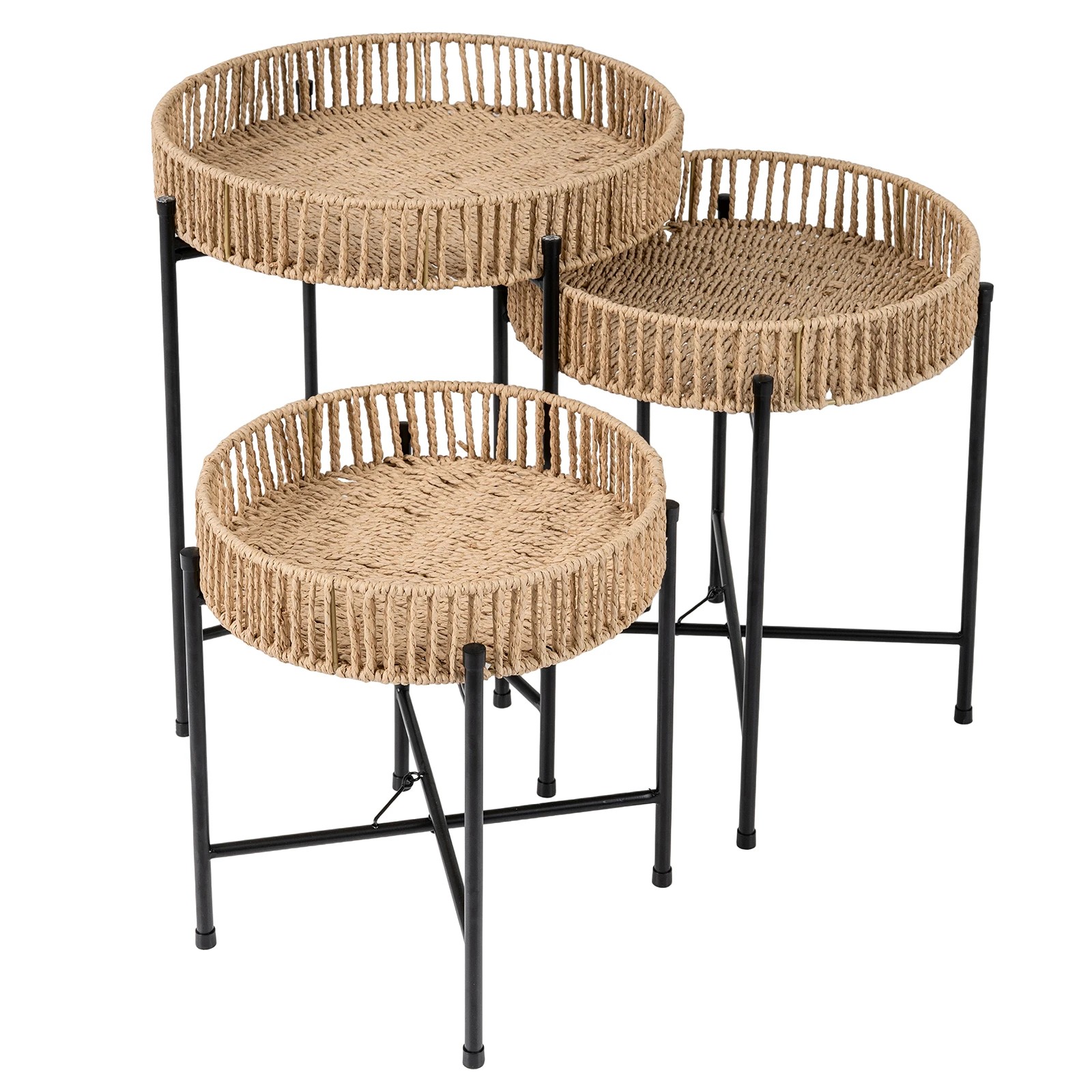 1 Costway Nesting Side Table Set of 3 Round End Table Coffee Table Nightstand, 1 of 4