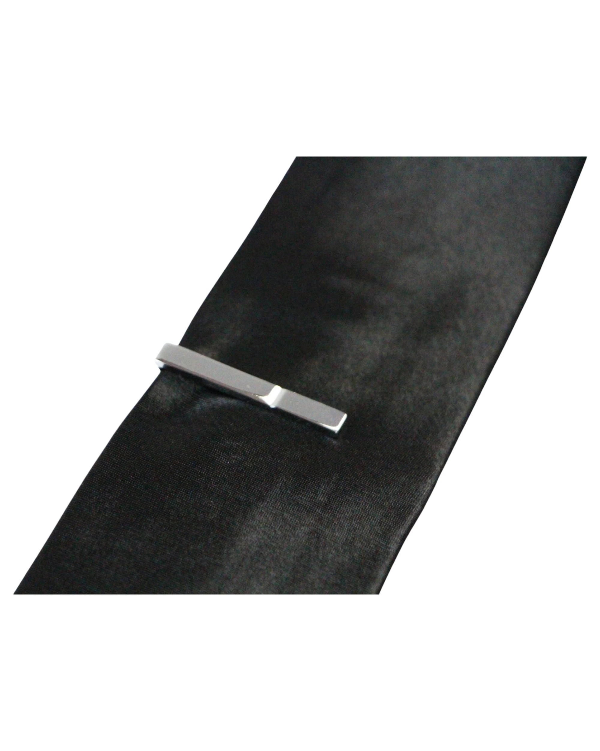 3 Zasel Mens One Line Pattern Tie Clip Clasp - Silver, 3 of 3