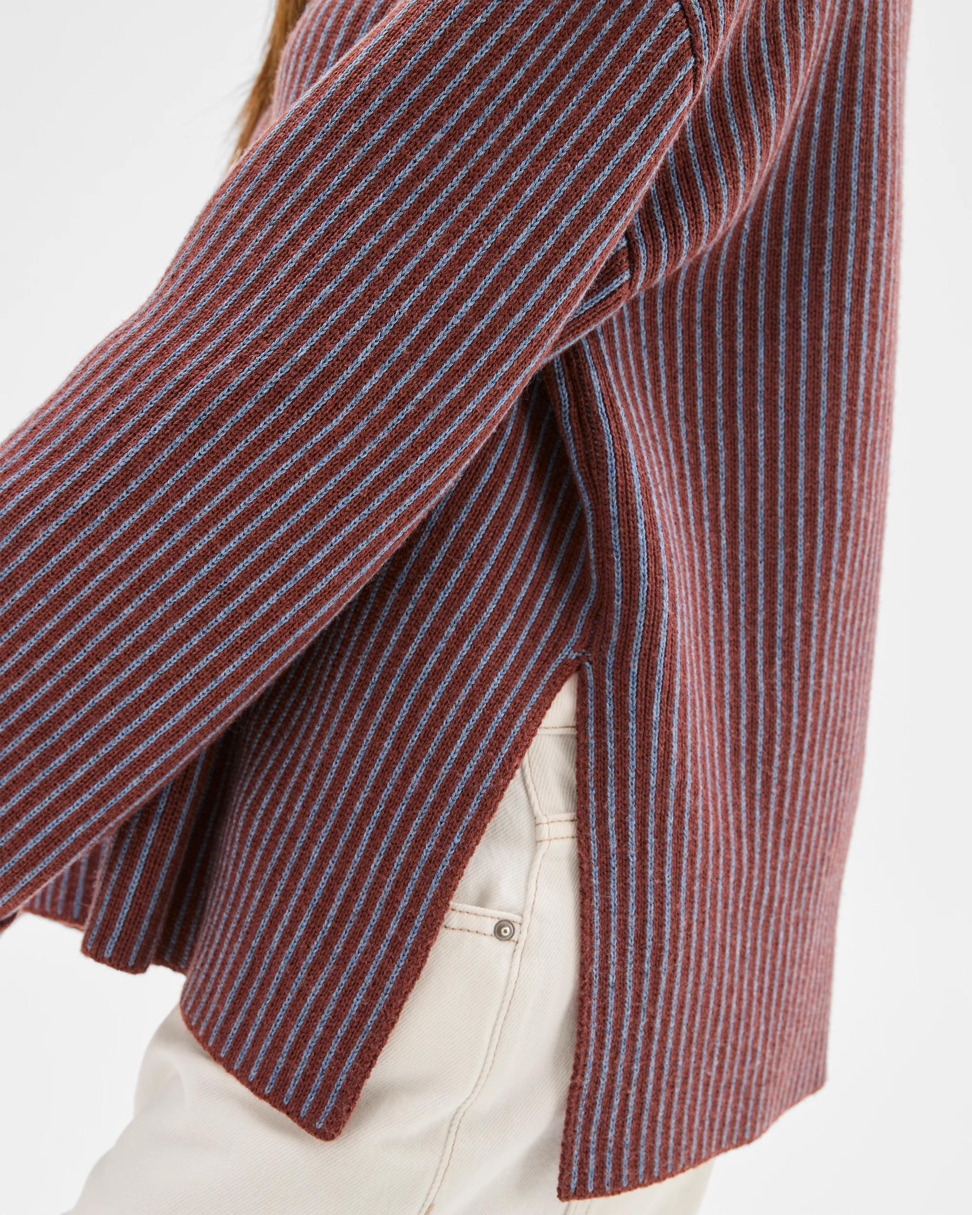 4 Lily Loves High Neck Rib Jumper MERLOT STRIPE, 4 of 5