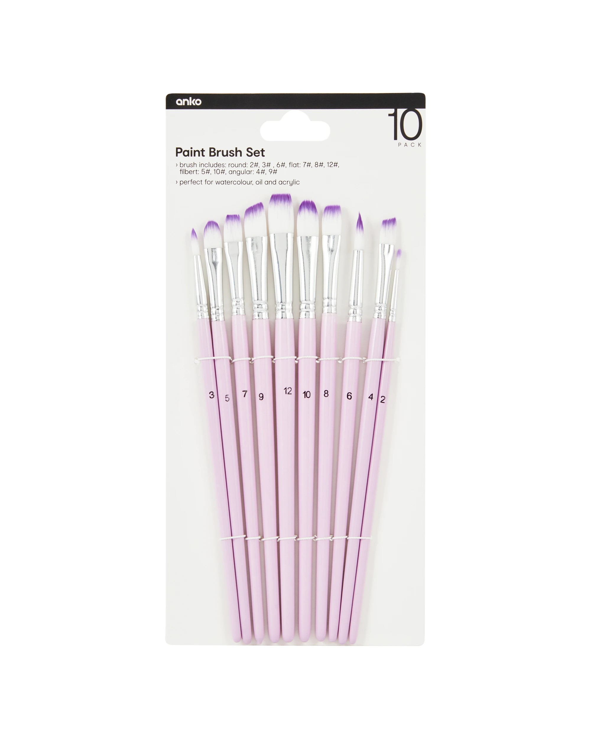 1 10 Pack Paint Brush Set - Lilac, 1 of 3