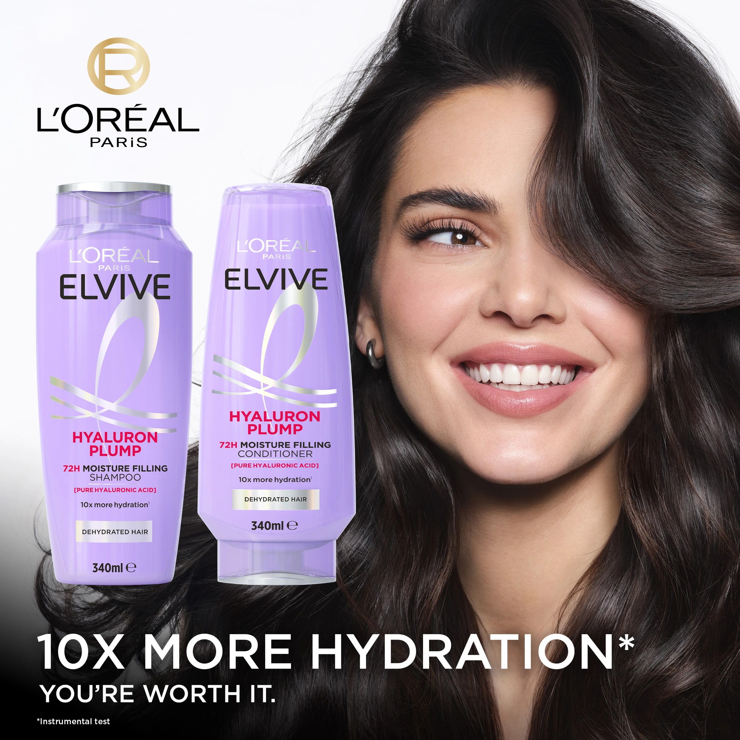 3 L'Oreal Paris Elvive Hyaluron Plump 72H Moisture Filling Conditioner 340ml - Pure Hyaluronic Acid, 3 of 6