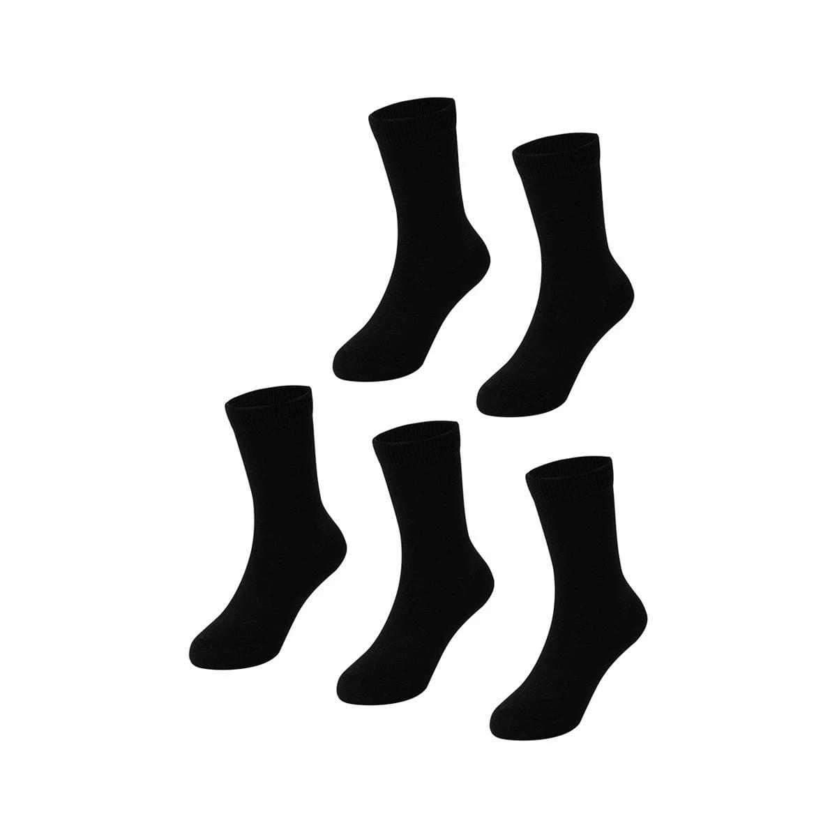 1 5 Pack School Crew Socks BLACK, 1 of 3