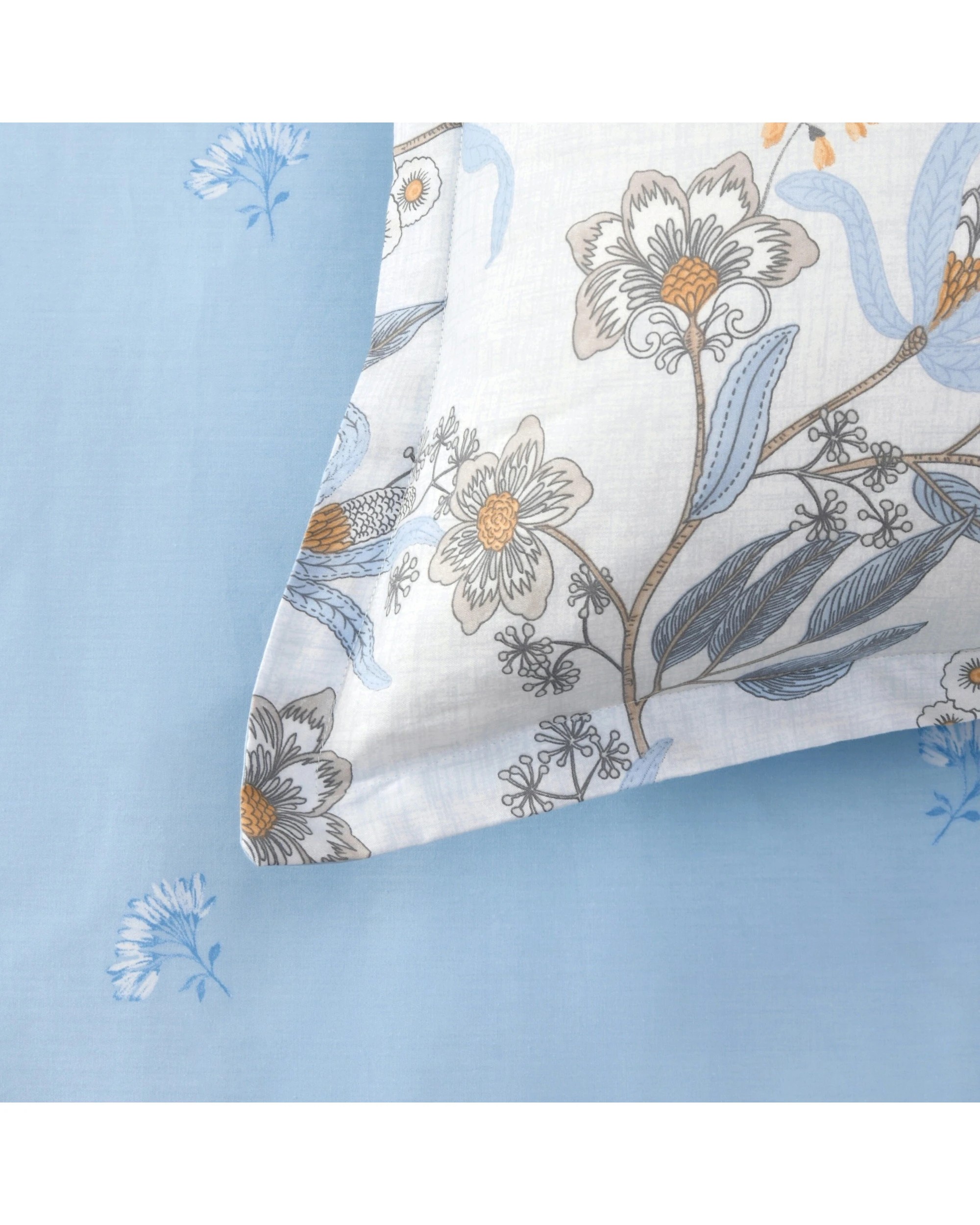 5 Dreamaker Calandra 100% Cotton Reversible Quilt Cover Set - King Single Bed - Blue, 5 of 8