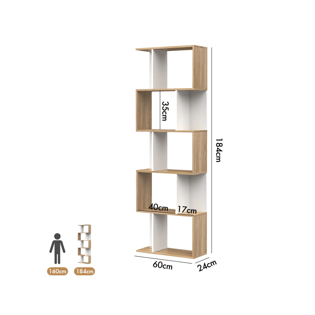 2 Advwin 5-Tier Cube Bookshelf Storage Bookcase Display Shelf, 2 of 9
