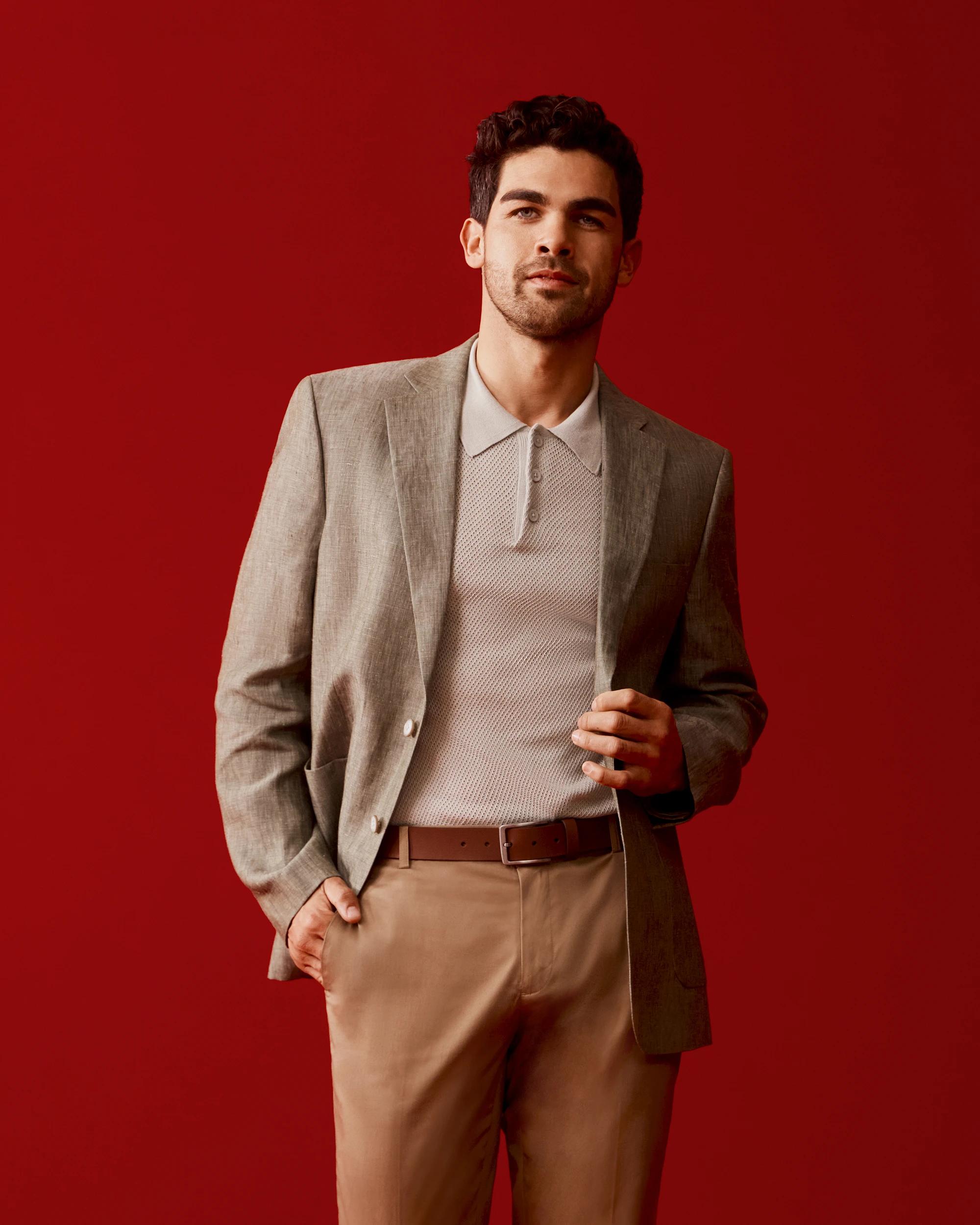 6 Preview Australian Cotton Tailored Slim Chino Pants OTTER, 6 of 7