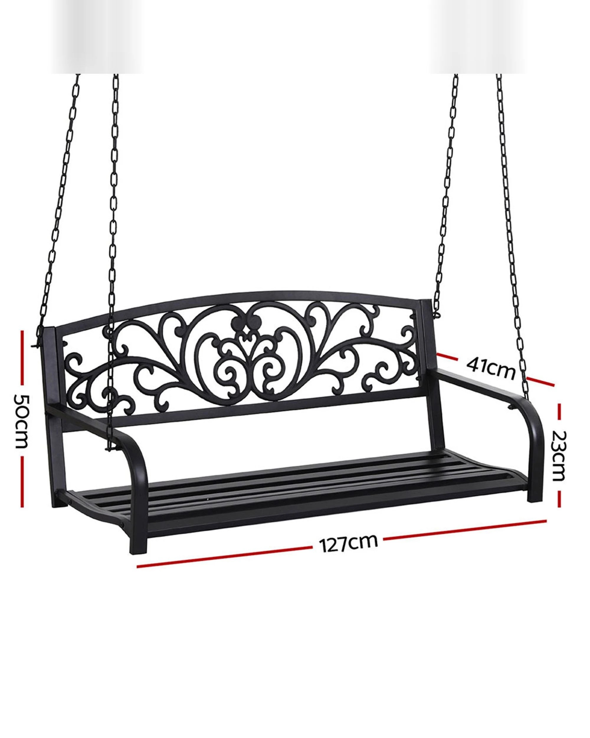 2 Gardeon Outdoor Porch Swing Chair Patio Furniture Floral Backrest 2 Seater
 - Black, 2 of 3