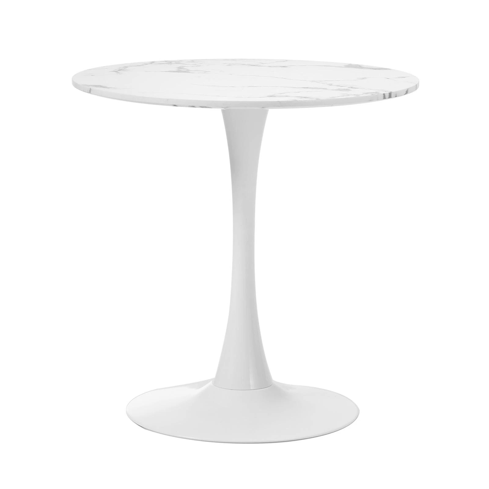 1 Oikiture 60cm Dining Table Kitchen Marble Tulip Round Metal Leg
 - White, 1 of 9