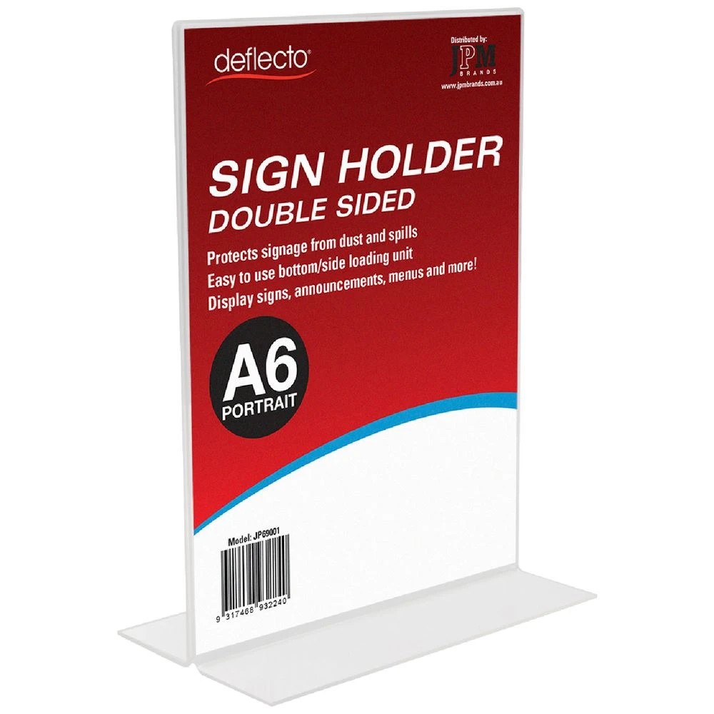 1 Deflecto Double-sided T-Shape Portrait Sign Holder A6, 1 of 1