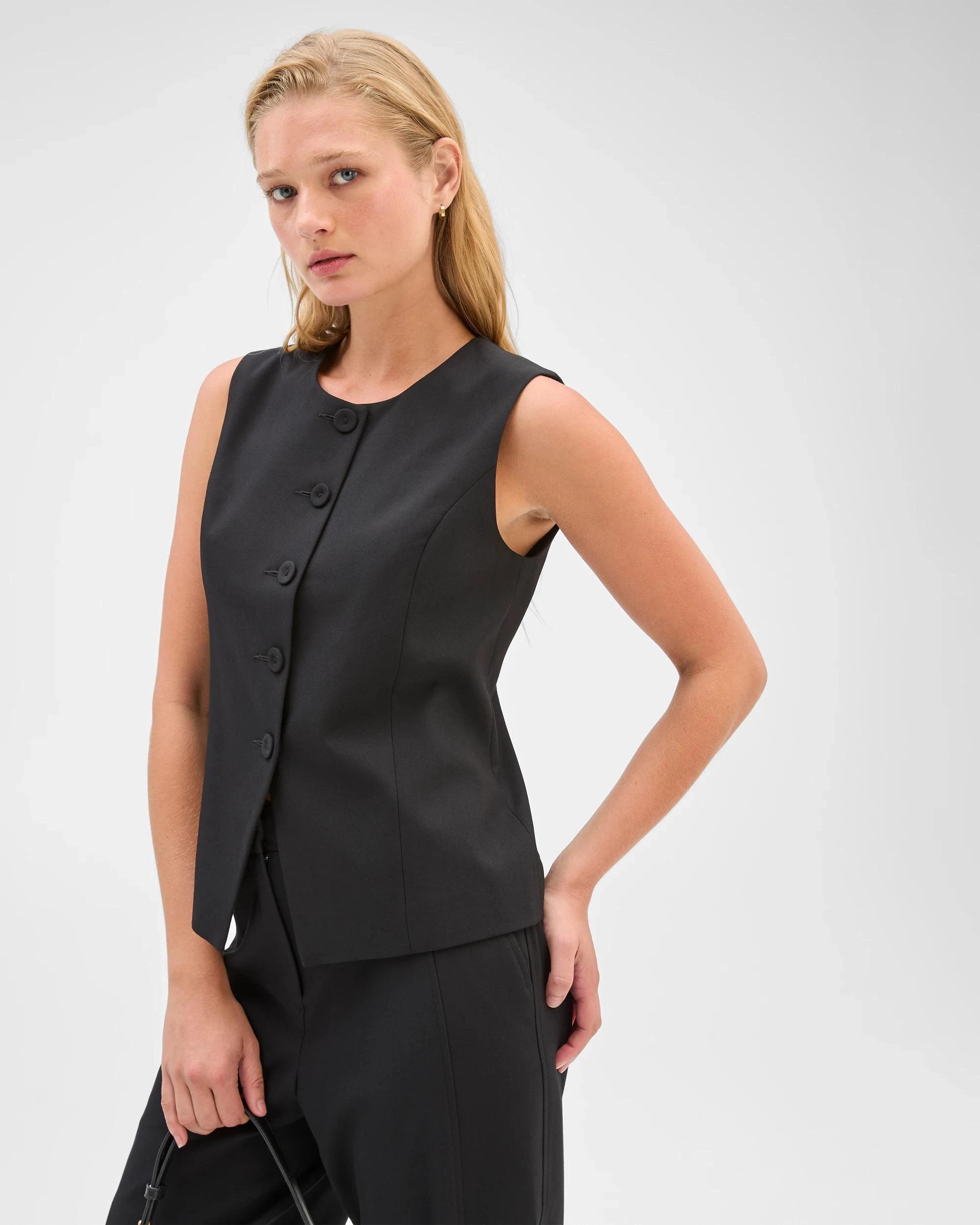 5 Preview Sleeveless Crew Neck Waistcoat BLACK, 5 of 7