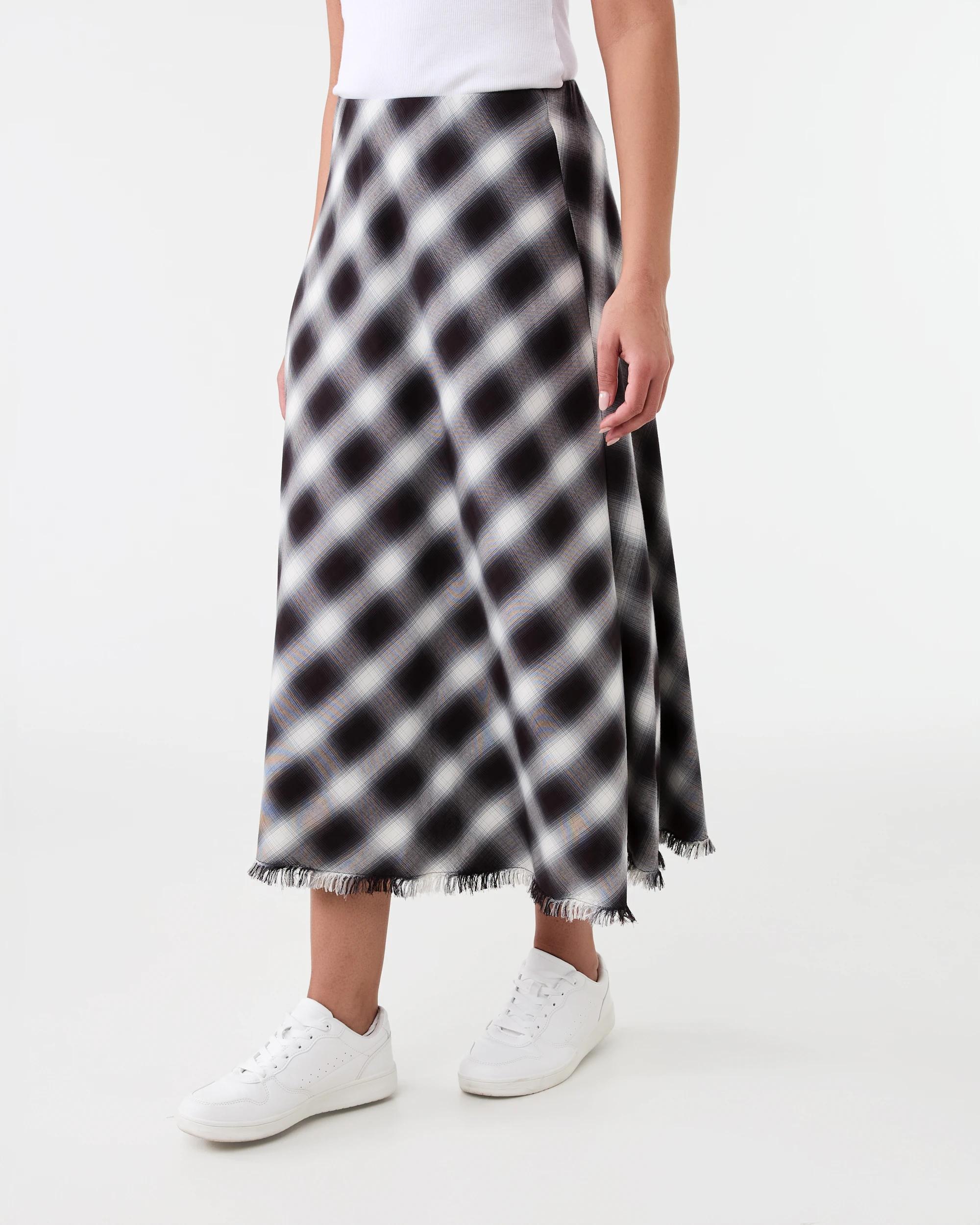 2 Asymmetrical Flannel Skirt Grey Check, 2 of 6