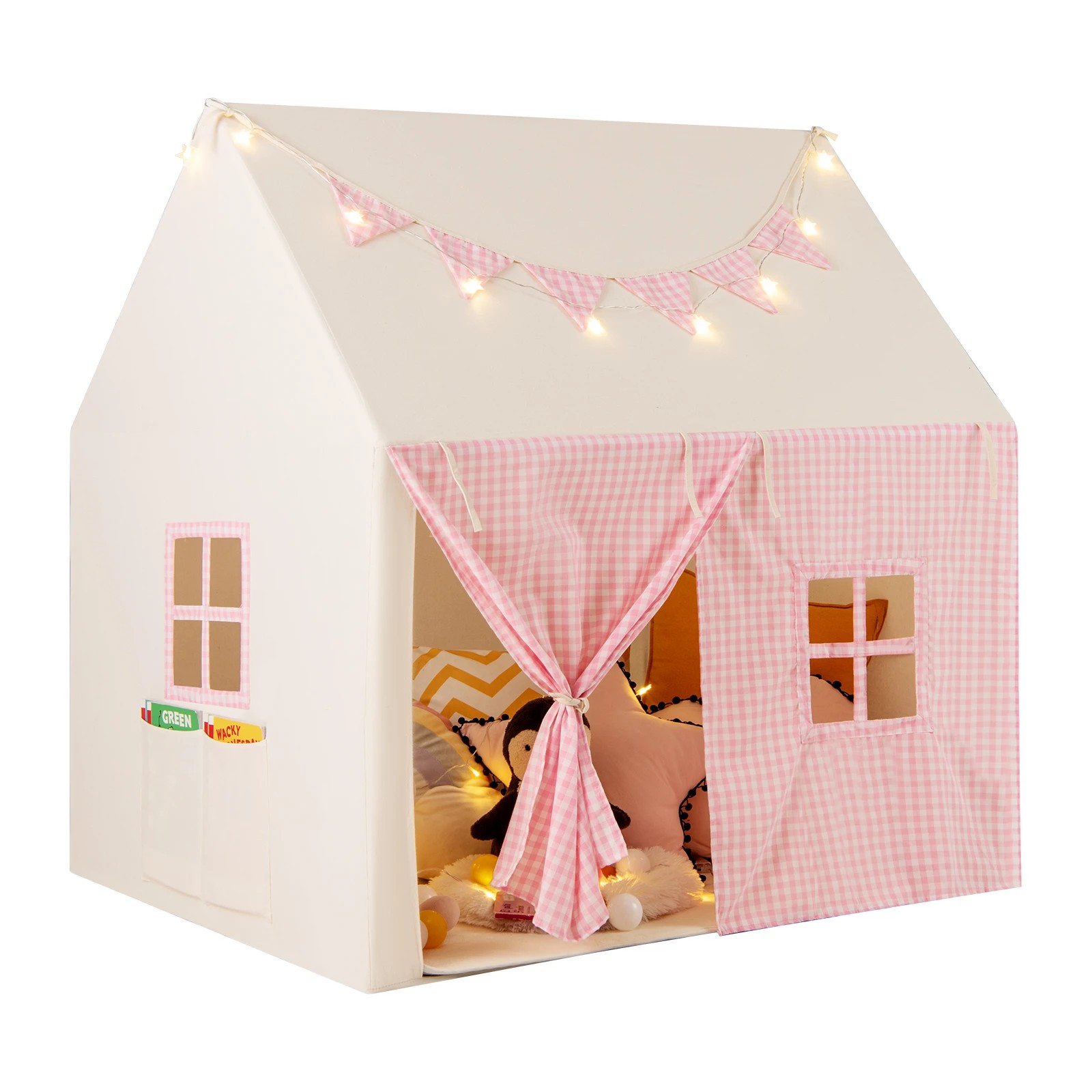 1 Costway Play House Fairy Play Tent Princess Castle Playhouse - Pink, 1 of 3