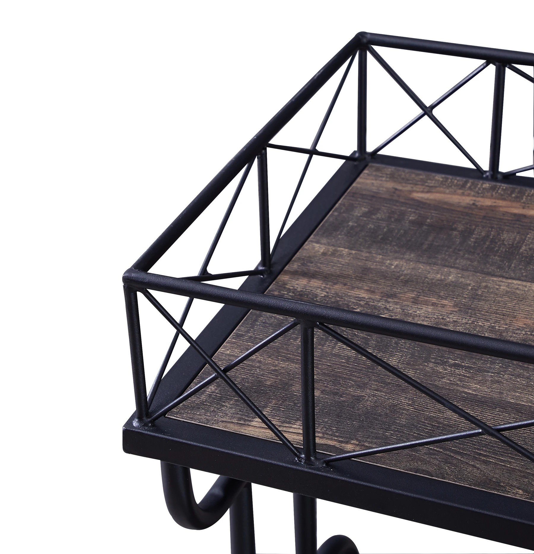 7 IHOMDEC Drink Trolley Wood and Metal Bar Carts - Black, 7 of 10