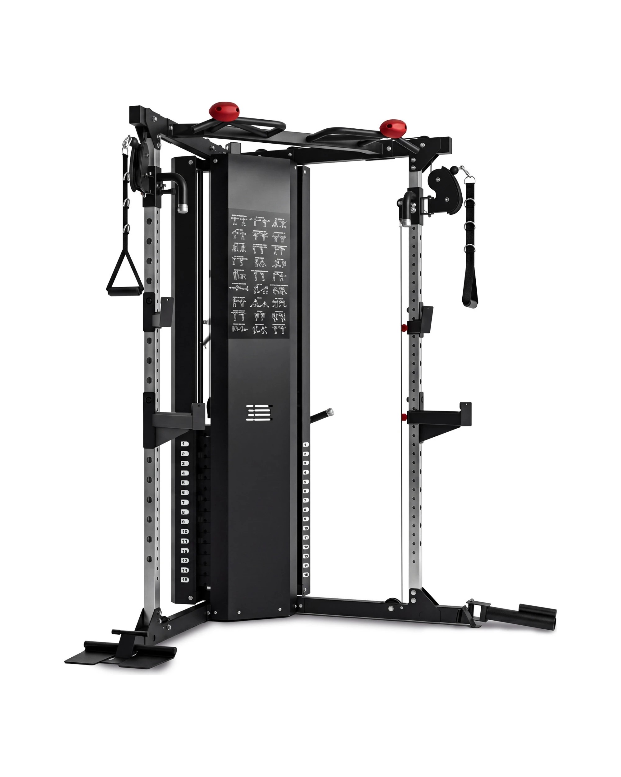 6 Powertrain Functional Trainer Power Rack - Dual 36kg Weight Stacks, V-Shaped Corner Frame - Black, 6 of 7