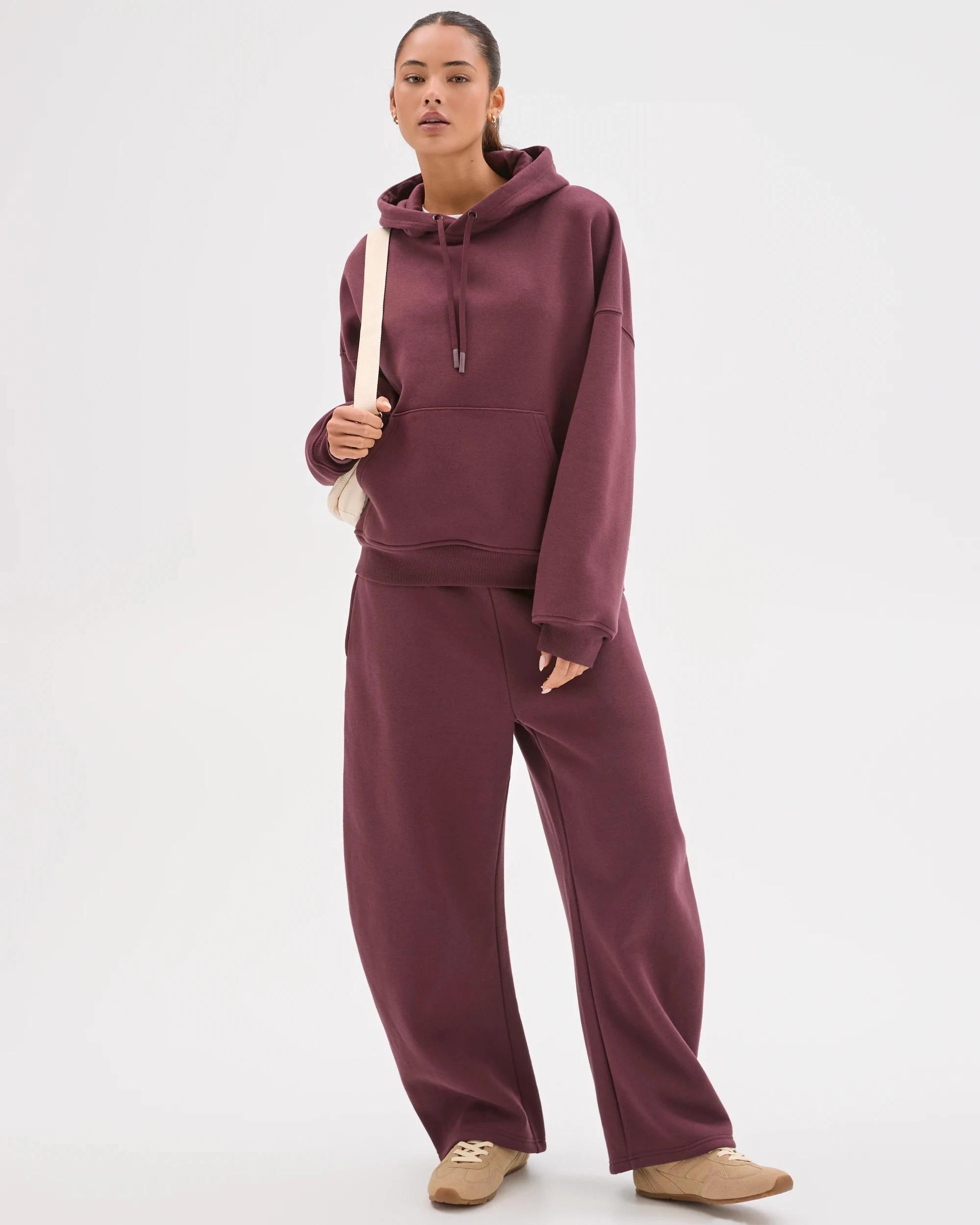 1 Lily Loves Australian Cotton Blend Hoodie BURGUNDY, 1 of 7