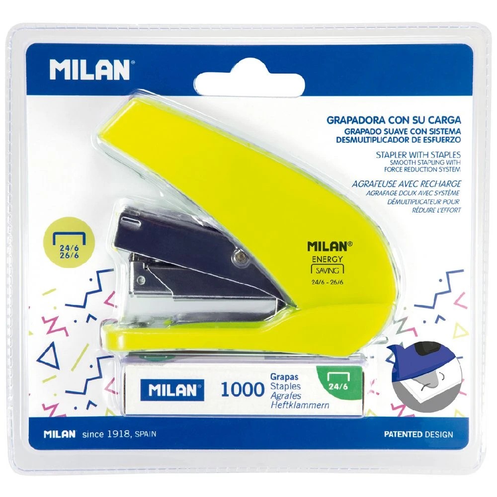 2 Milan Energy Save Stapler Yellow, 2 of 2