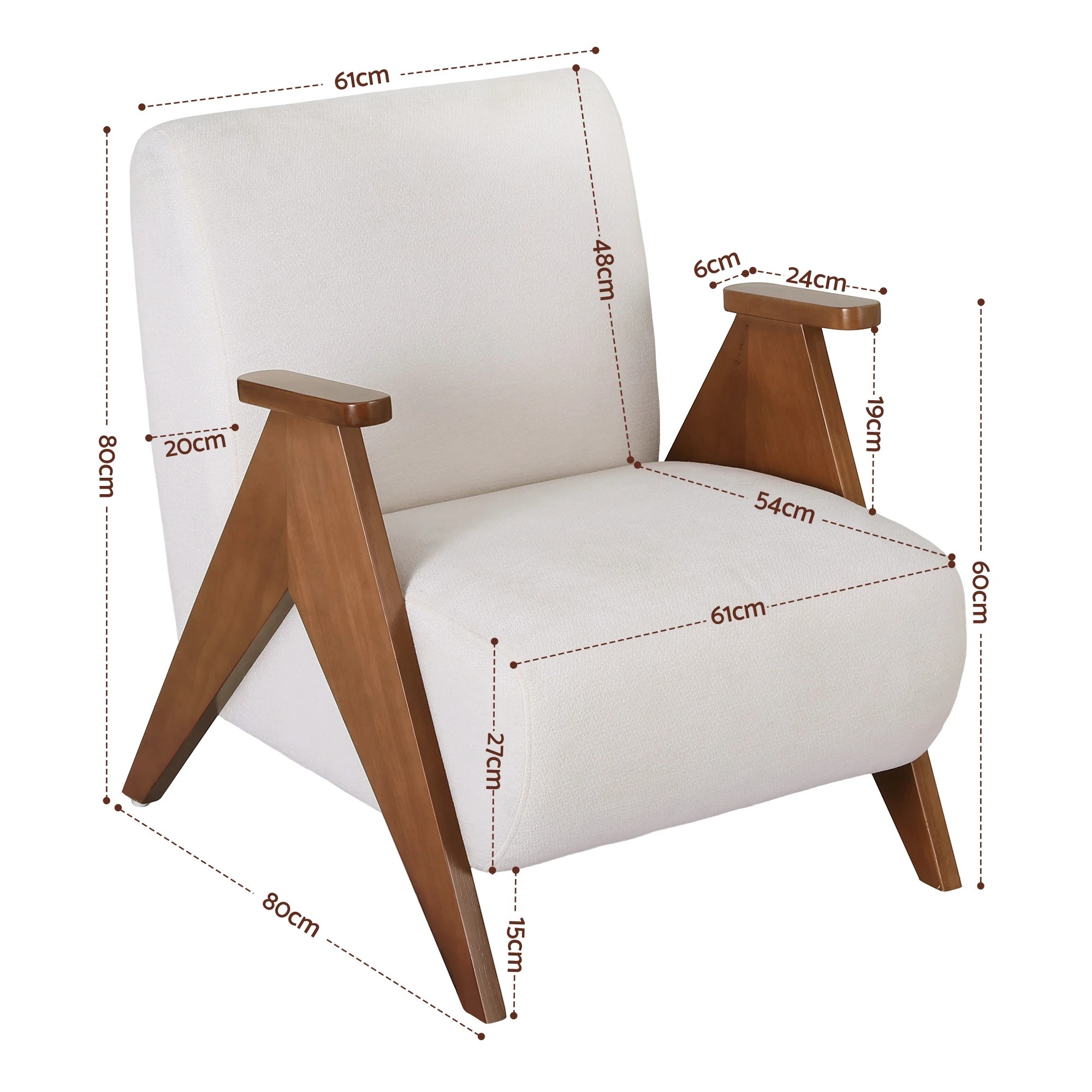 2 Artiss Armchair Accent Chair Sturdy Upholste Solid Wood Chenille Fabric - Multi, 2 of 3