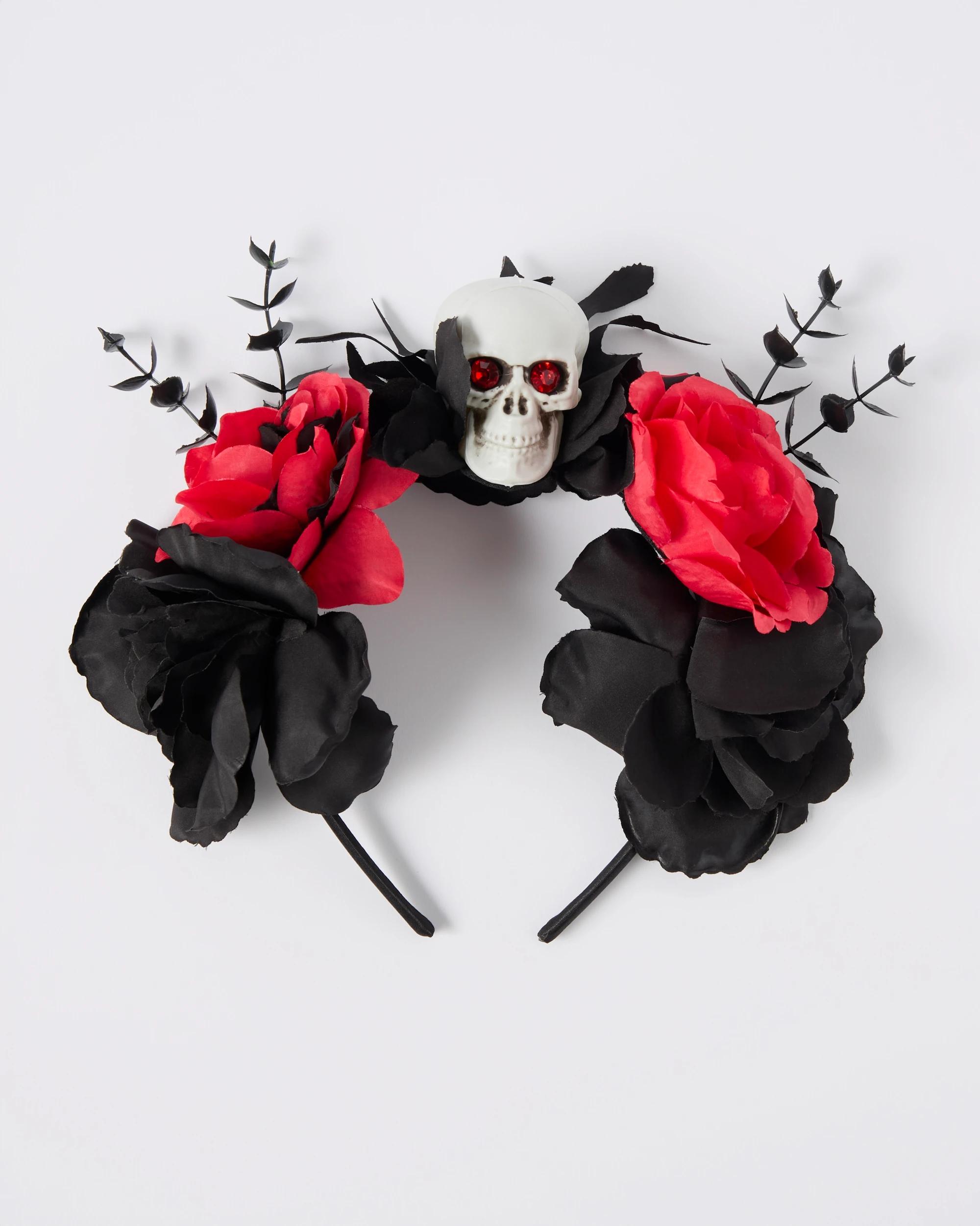 1 Halloween Day of the Dead Headband - Black & Red MULTI, 1 of 4