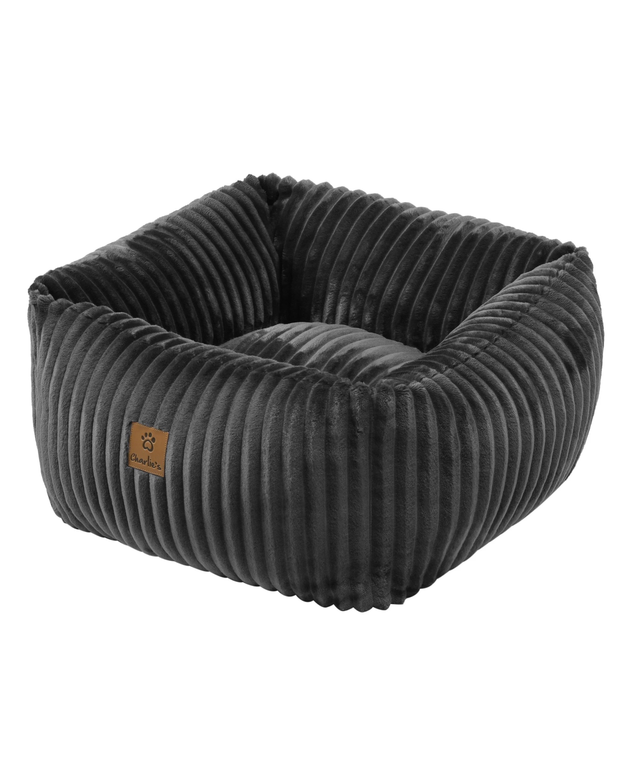 3 Charlie's Ascher Plush Corduroy Square Pet Nest Bed Medium - Grey, 3 of 7