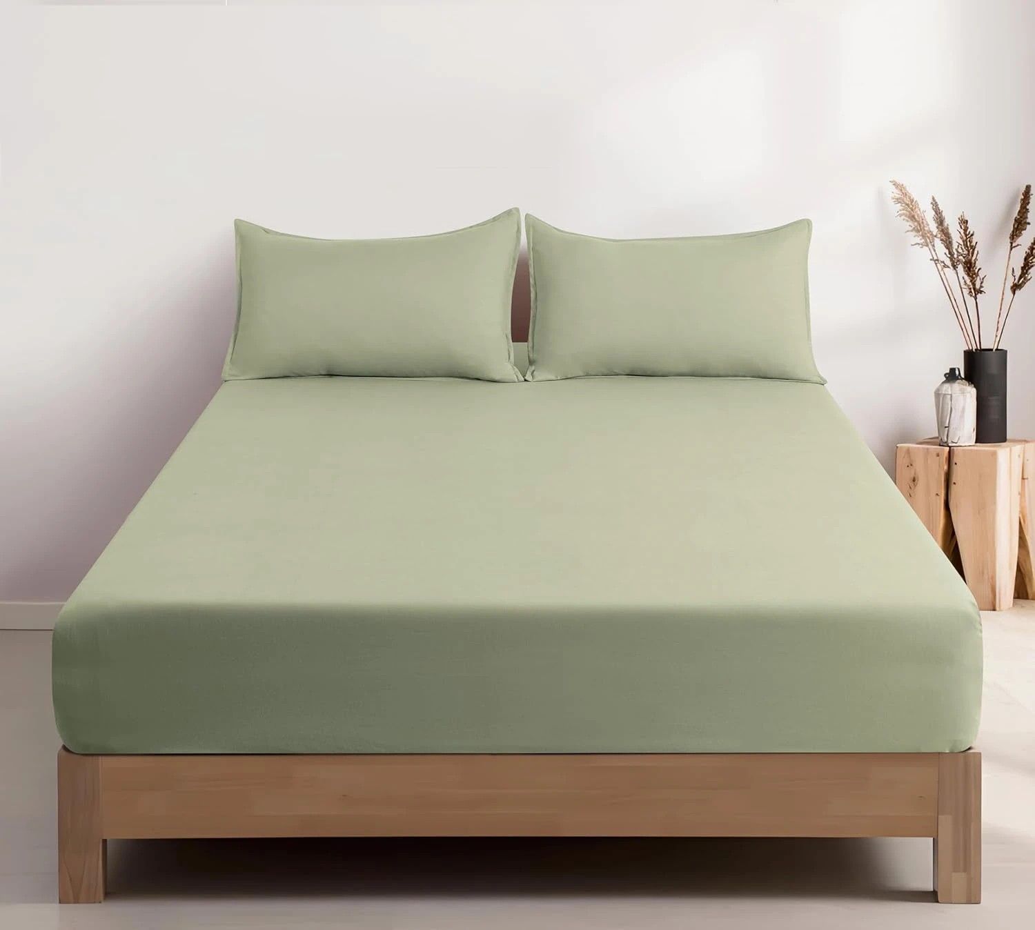 1 CleverPolly 100% Vintage Washed Microfibre Fitted Sheet Set - Eucalypt - King Single Bed, 1 of 3