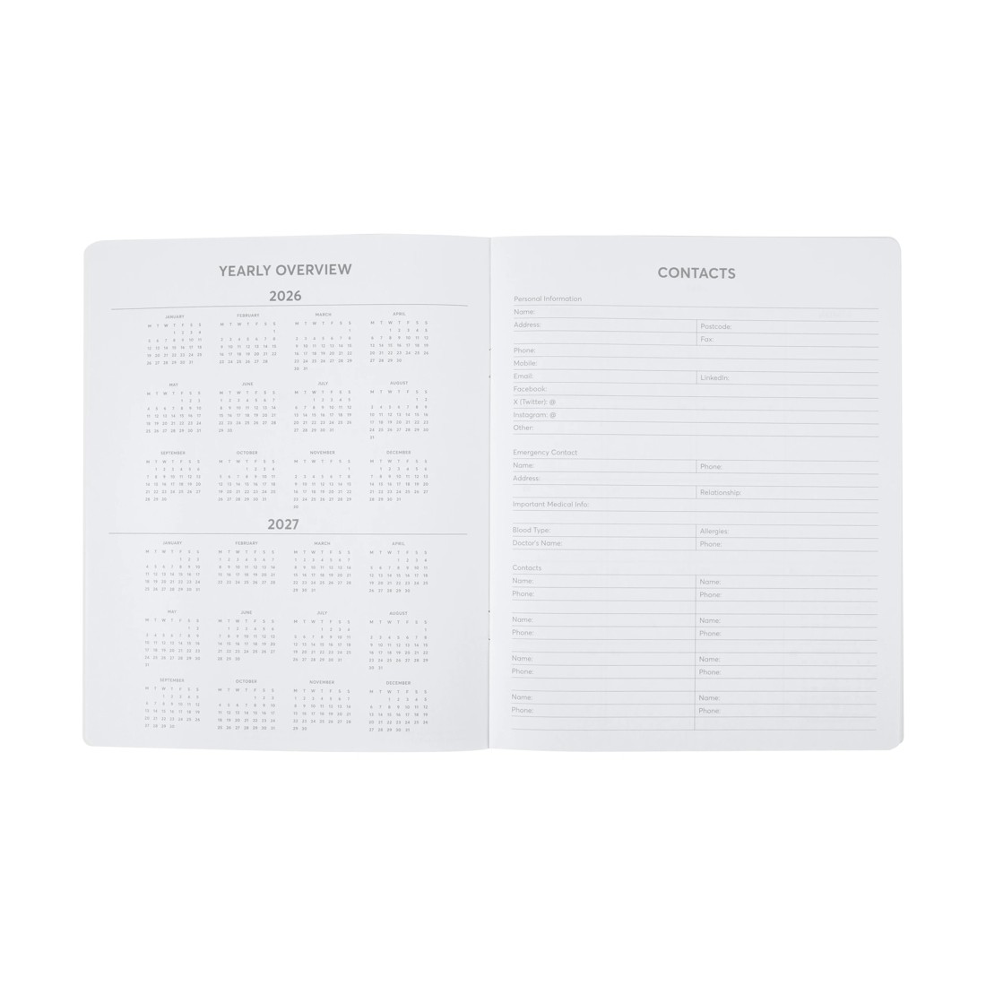 2 2026 Monthly Diary - Black, 2 of 8