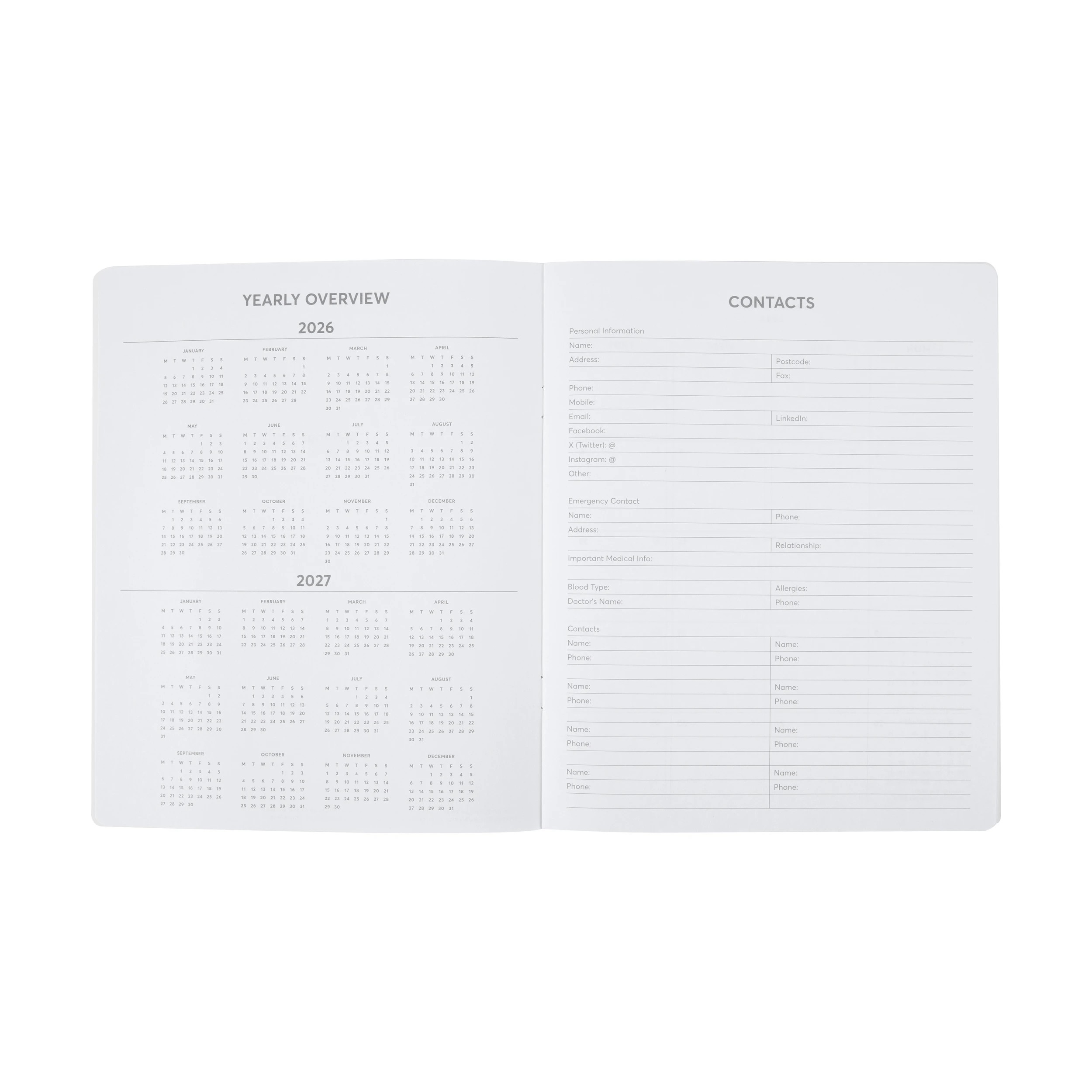 2 2026 Monthly Diary - Black, 2 of 8