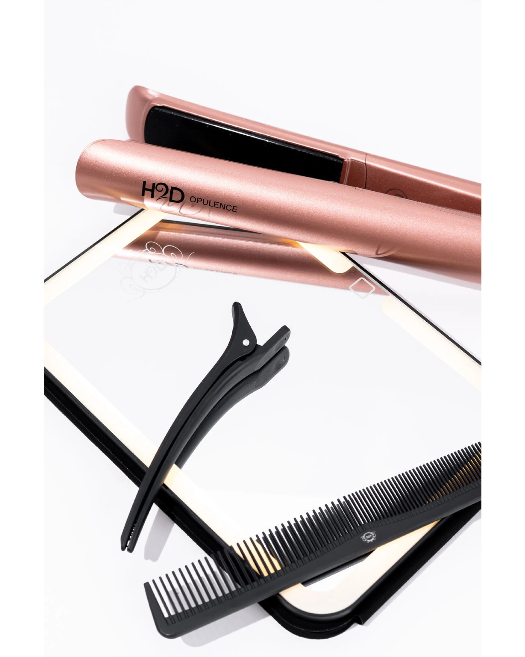 8 H2D Opulence Professional Ionic Hair Straightener w/ LED Mirror in Rose Gold, 8 of 10