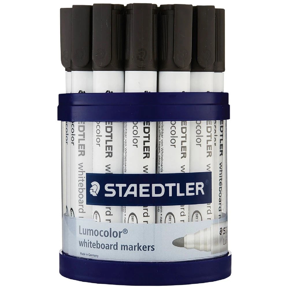 1 Staedtler Lumocolor Whiteboard Markers Bullet Black 19 Pack, 1 of 5