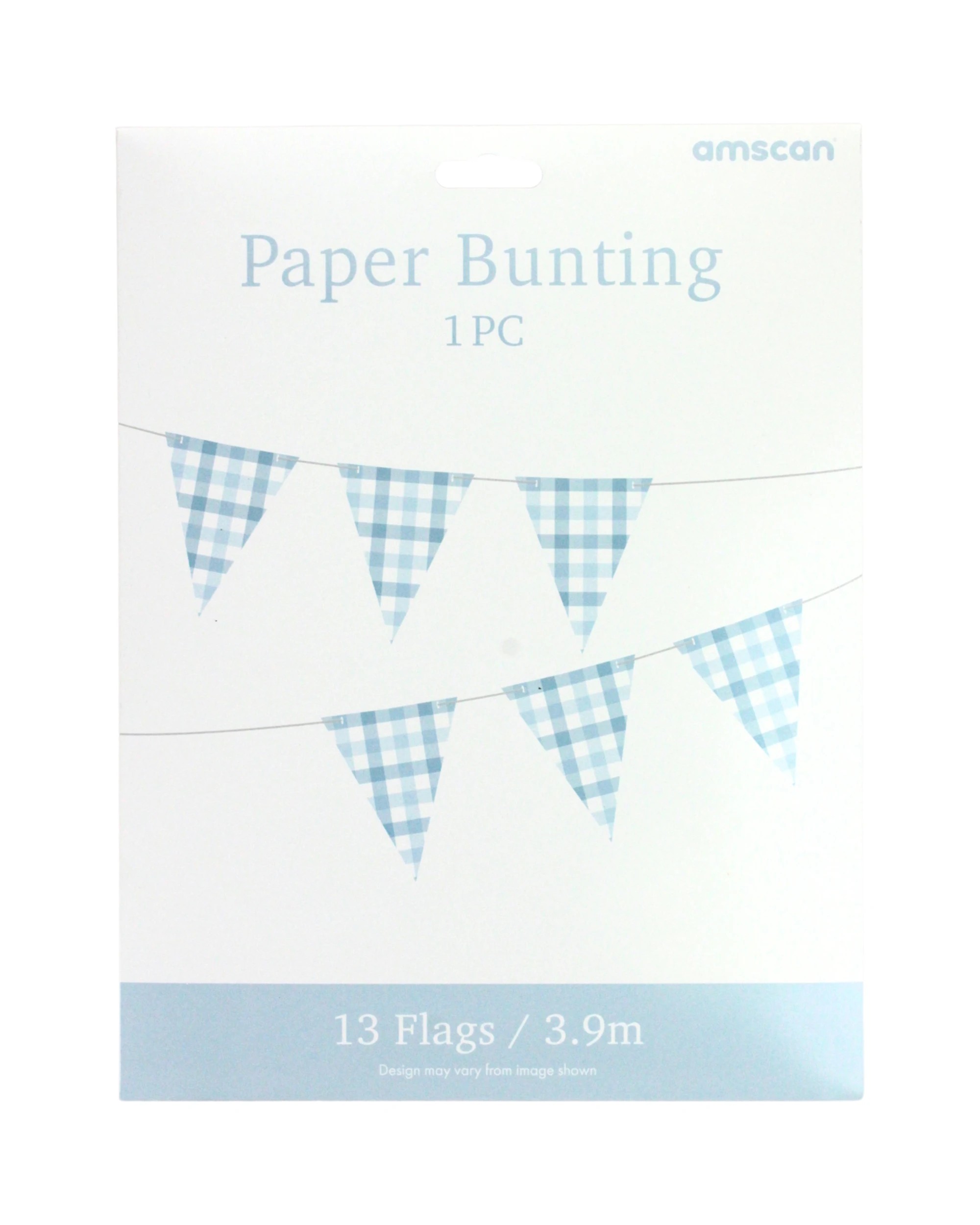 2 Amscan Gingham Flag Banner 3.9m - Pastel Blue - Pastel Blue, White, 2 of 2