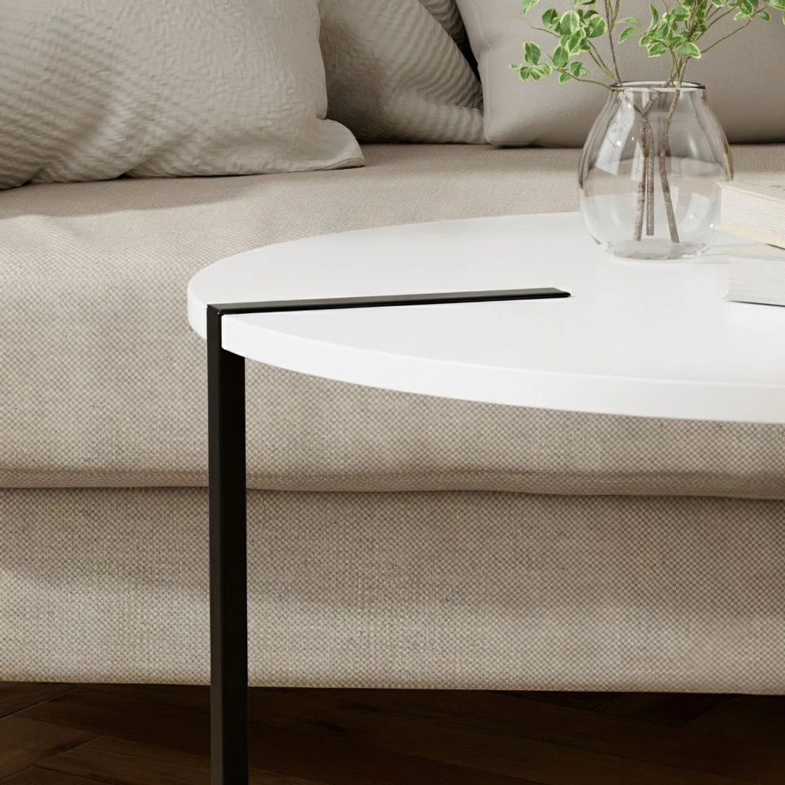 4 Artiss Coffee Table Side Table Round Cedric - White, 4 of 6