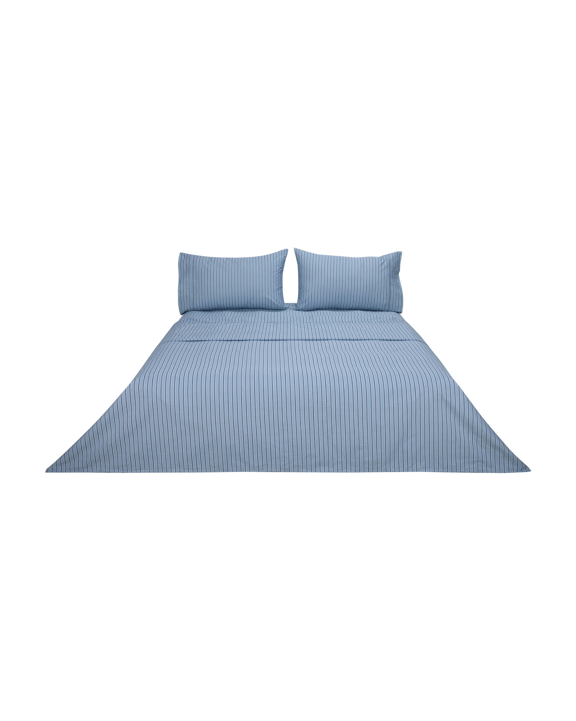 6 250 Thread Count Stripe Cotton Sheet Set - Queen Bed, Blue, 6 of 7