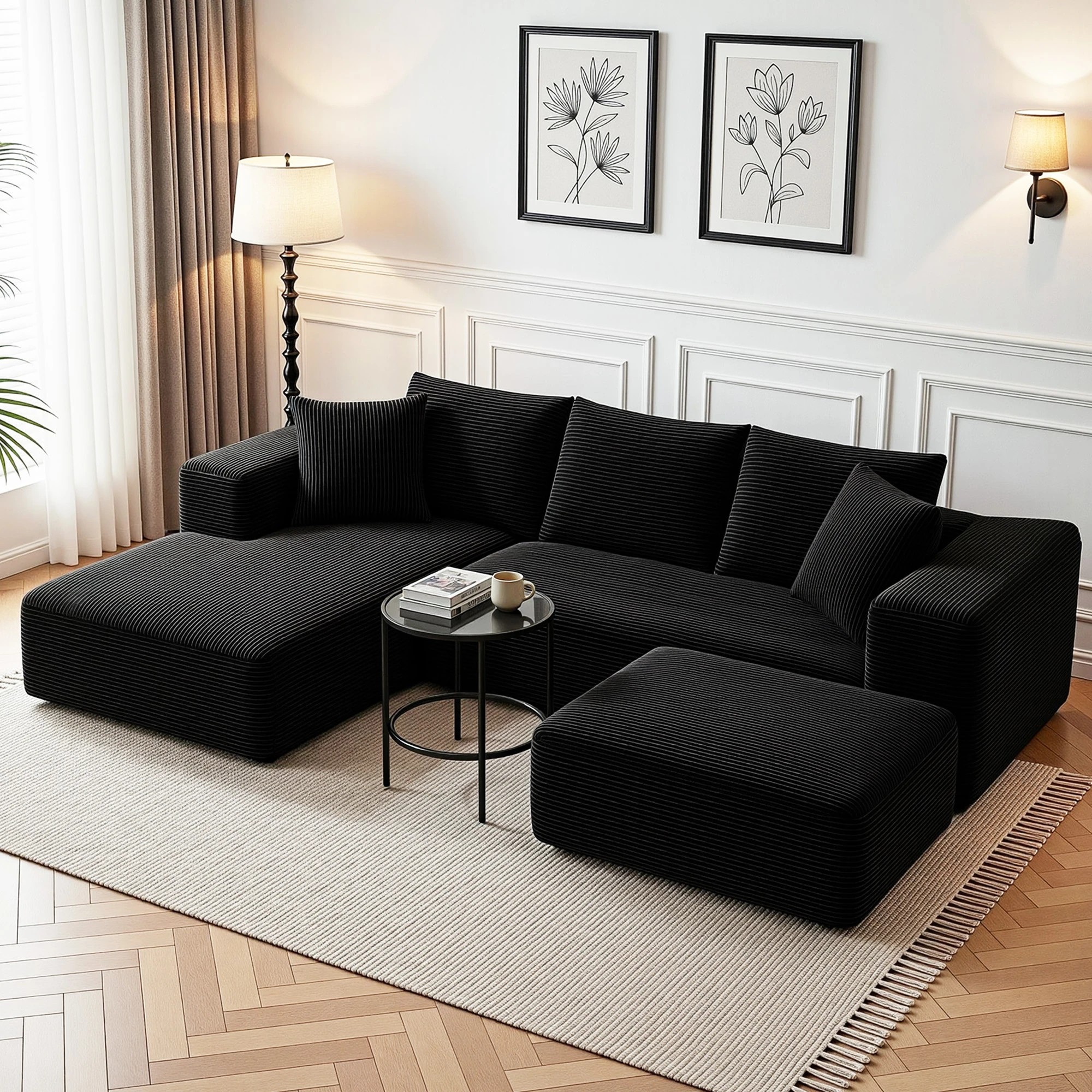 4 Artiss Modular Sofa Bed with Ottoman Sectional Boneless Couch Corduroy Compressed Sofa - Multi, 4 of 4