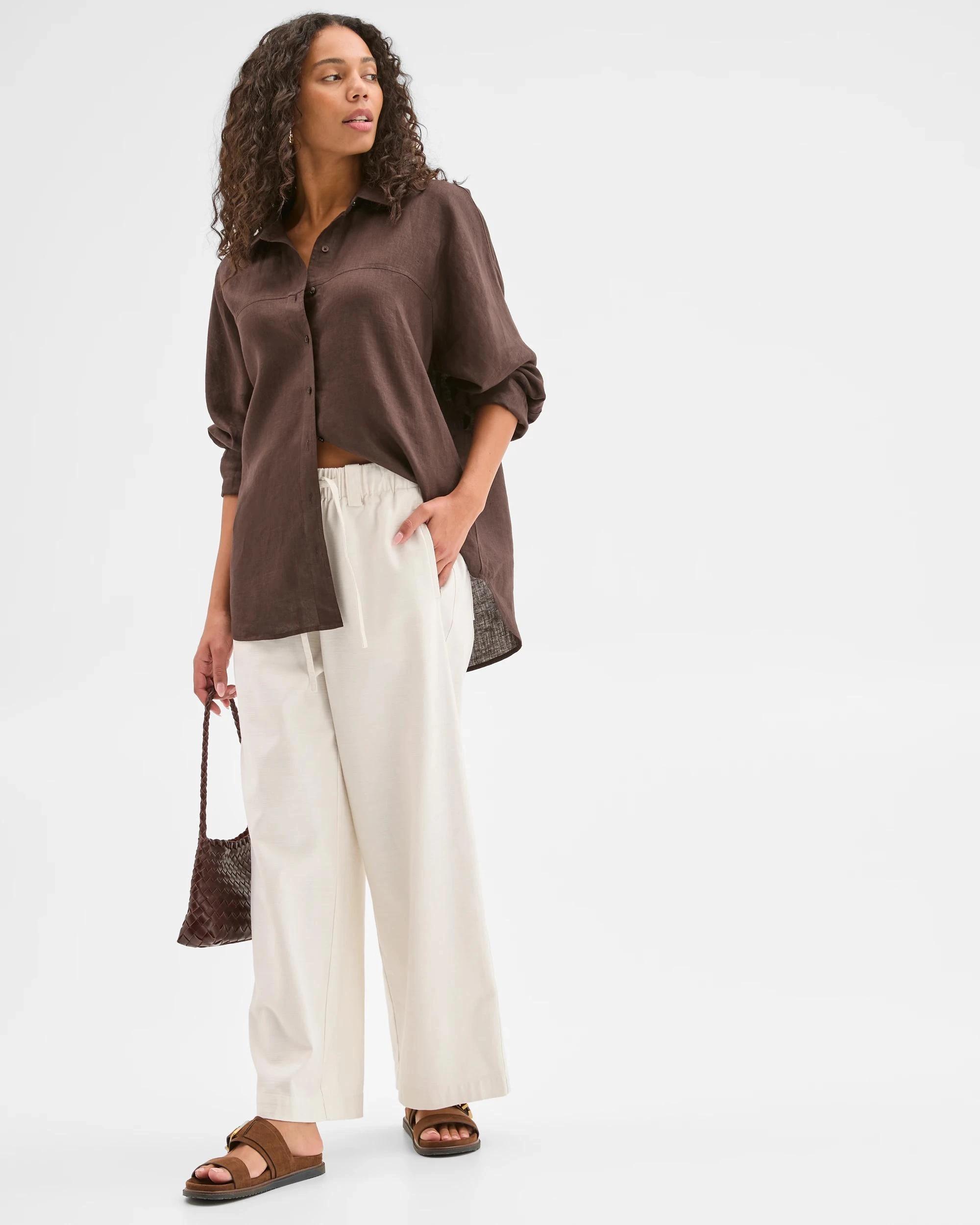 4 Target Woman Australian Cotton Textured Cotton Pant CLOUD DANCER, 4 of 7