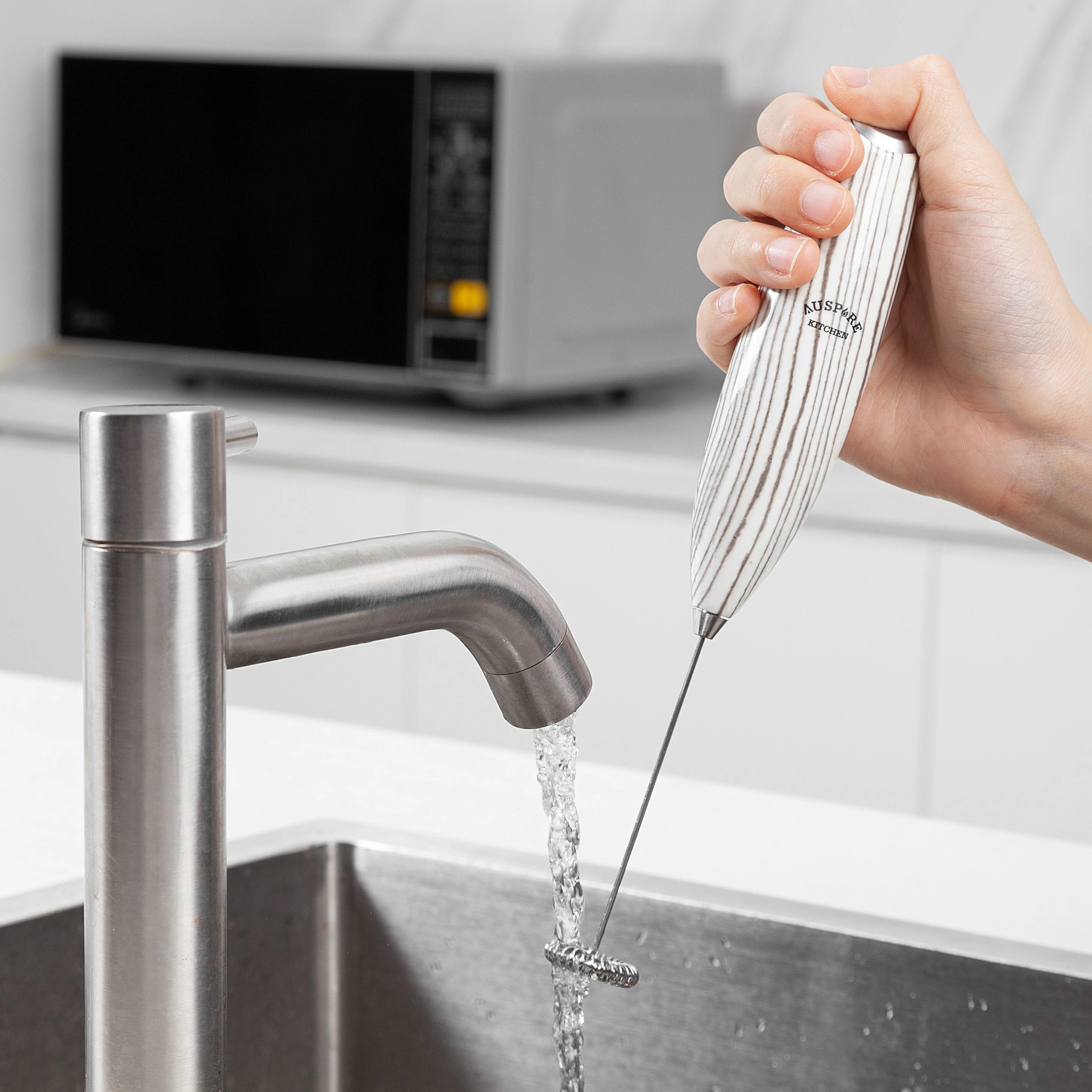 5 Auspure Milk Frother Handheld Electric Whisk Natural, 5 of 6