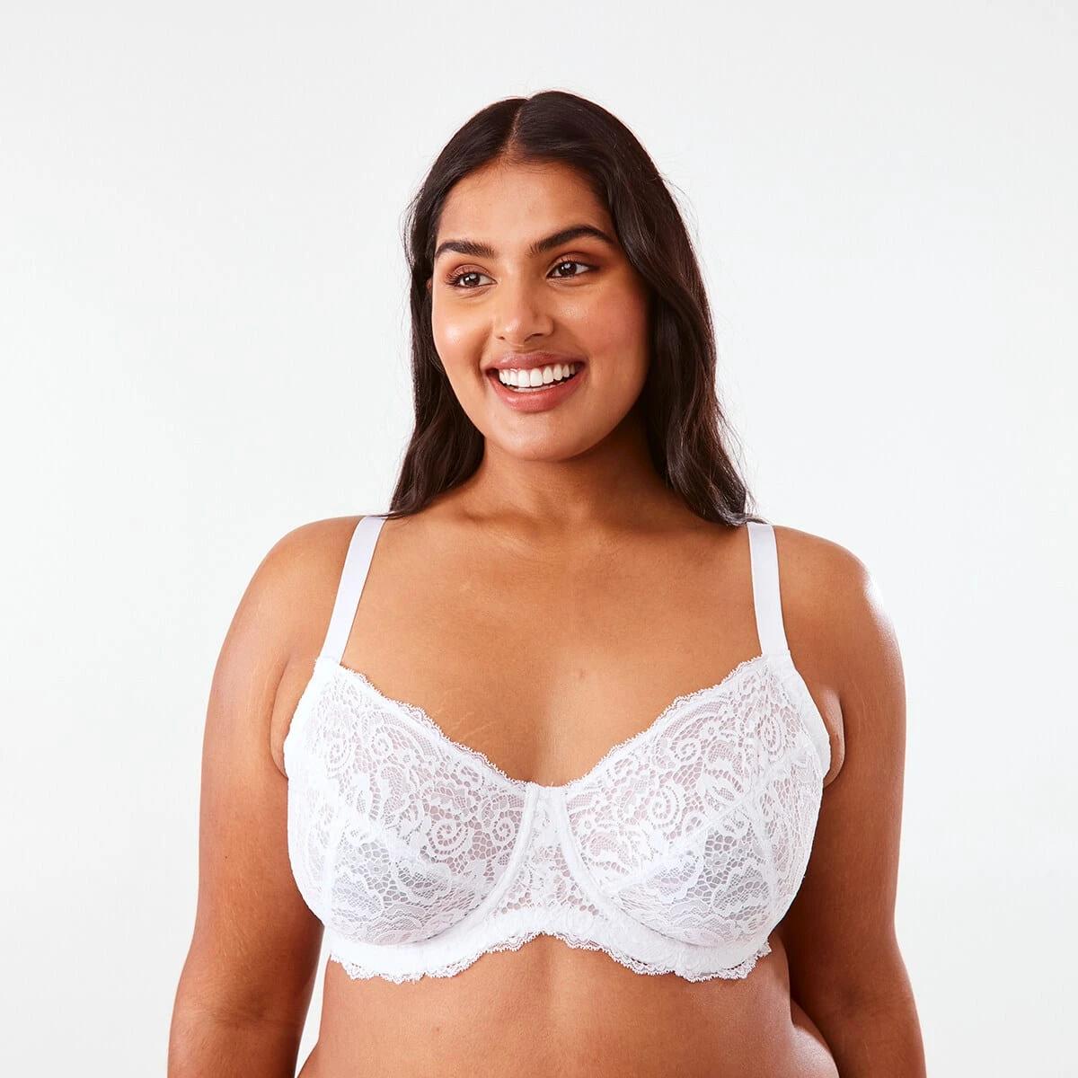 1 Full Figure Lace Soft Cup Bra White, 1 of 6